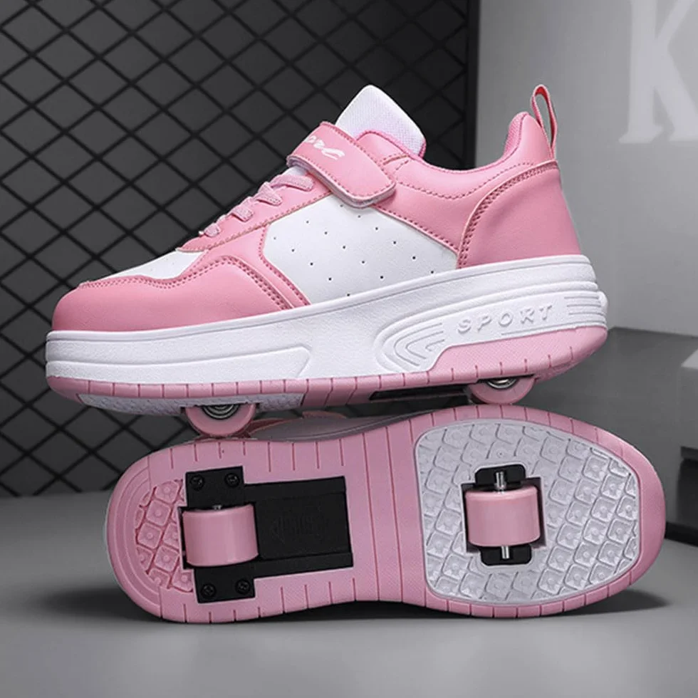 Hiseng Scarpe con Rotelle Bambina 28-40EU, Scarpe da Skateboard Sportive Outdoor Multisport per Ragazze e Ragazzi
