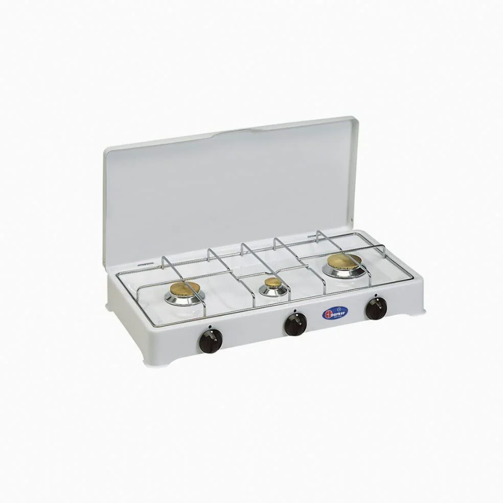 FORNELLO da Tavolo Parker Bianco A Tre 3 FUOCHI Alimentazione GPL (Gas nelle BOMBOLE) per Uso Esterno 5328CB - Made in Italy