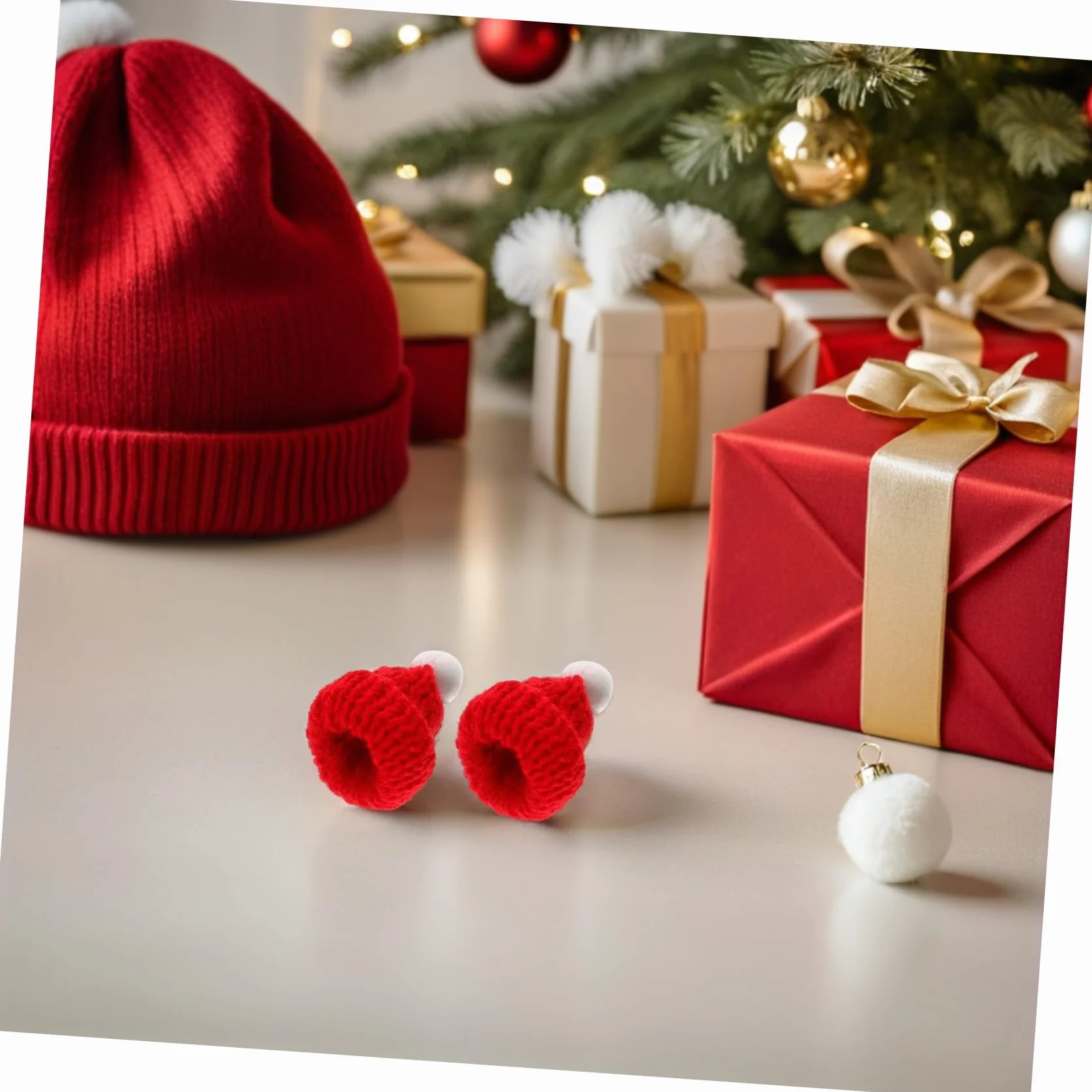 SHINEOFI 40 Pezzi Mini Cappelli Natalizi in Lana Lavorati Maglia Mini Cappellini per Decorazioni Te Accessori per Copribottiglie e Albero Natale
