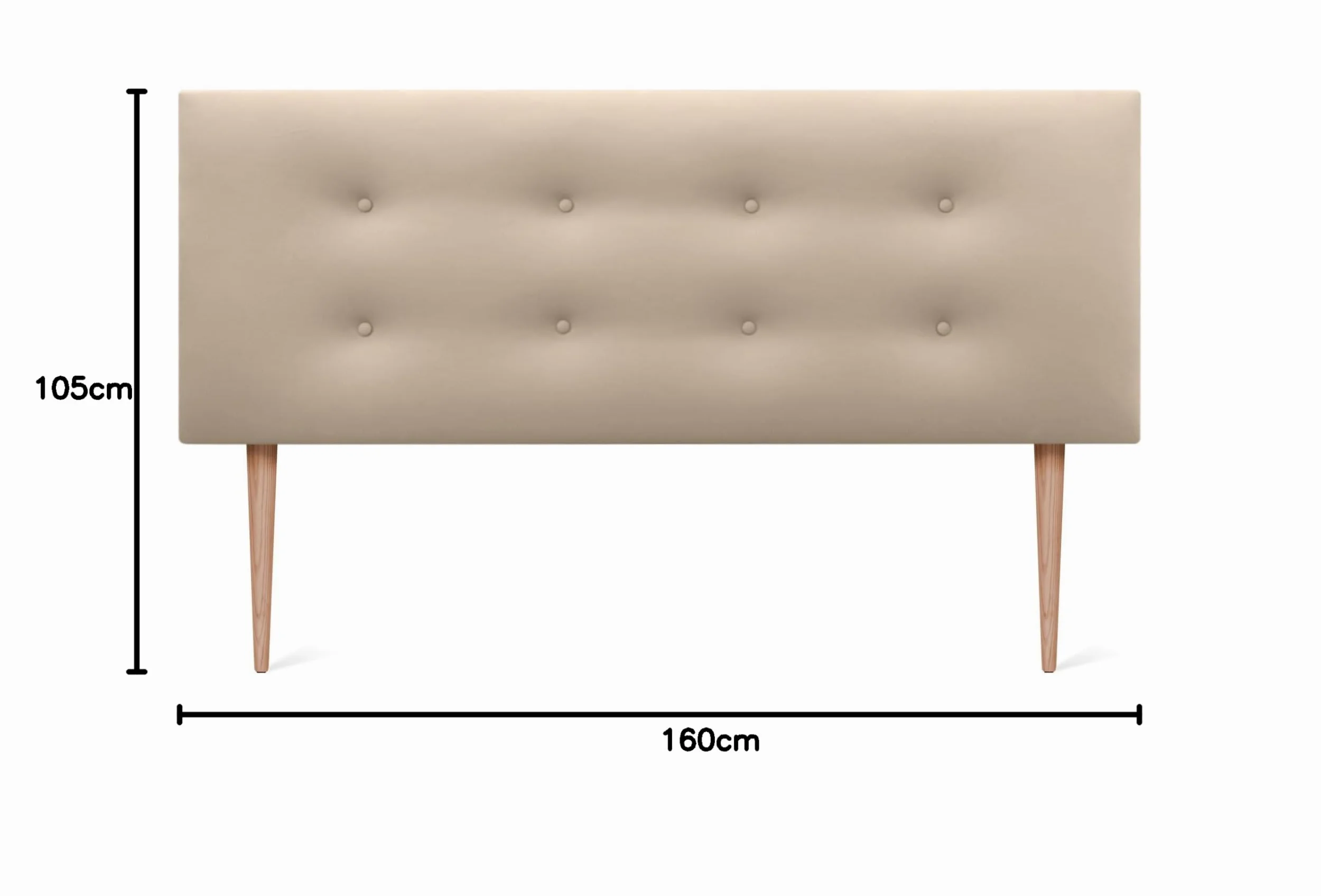 DHOME Testiera in Similpelle o Tessuto AQUALINE Pro con 2 file di Bottoni e Gambe Testiera Imbottita per Letto di Lusso (160x105cm con gambe (Letti 150/160), Similpelle Beige)
