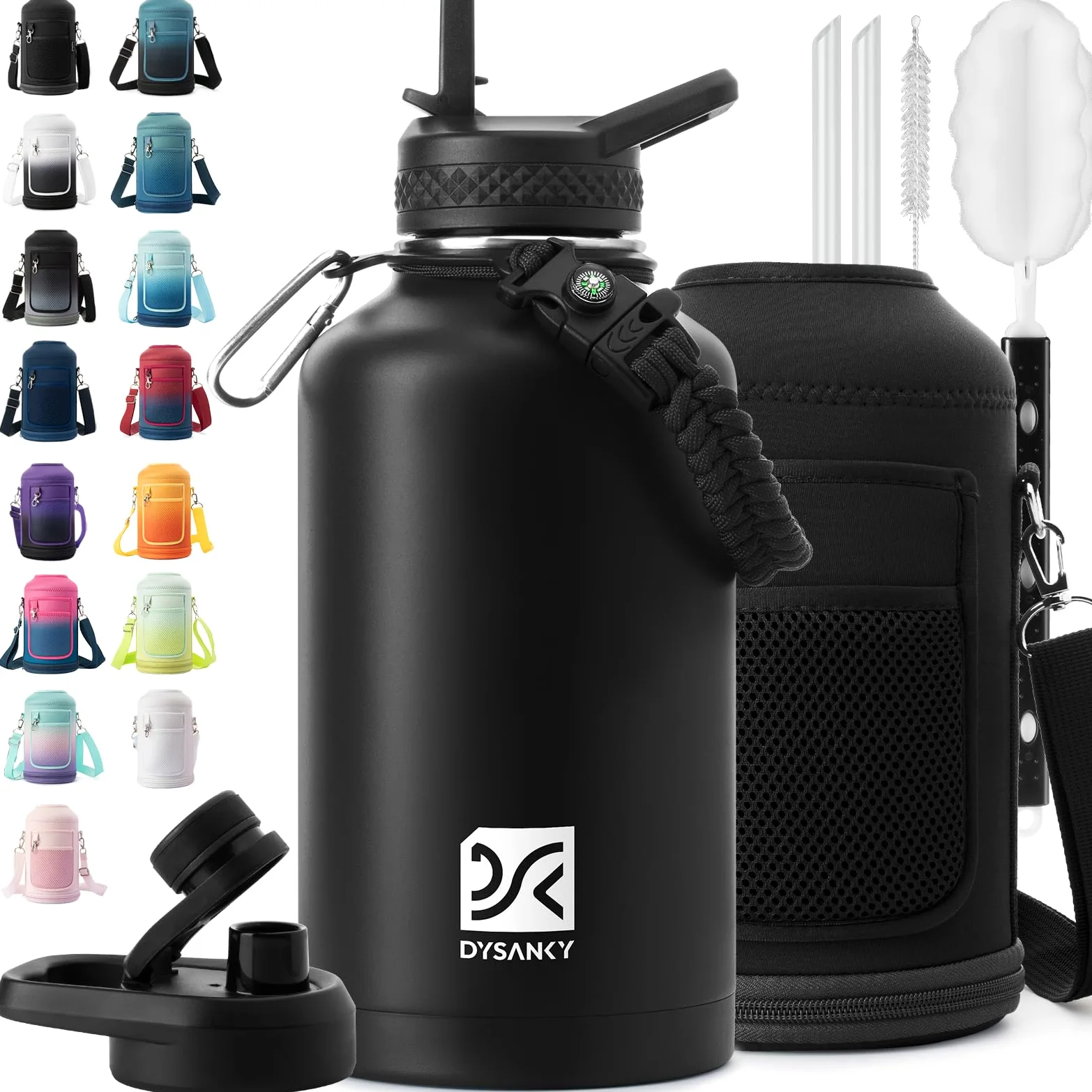 DYSANKY Borraccia termica da 1,8 l, con isolamento multiplo, sigillata sottovuoto, portatile, sportiva, per avventure all'aperto, palestra e uso quotidiano, a prova di perdite, senza BPA, 1,8 l