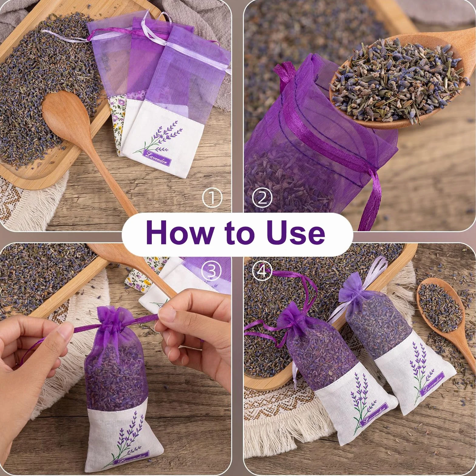 60 Pezzi Sacchetti di Lavanda Bustina Sacchetti Lavanda Vuoti Sacchetti Profumati Con Nastri Viola Sacchetti Di Lavanda in Organza per Lavanda Spezie ed Erbe