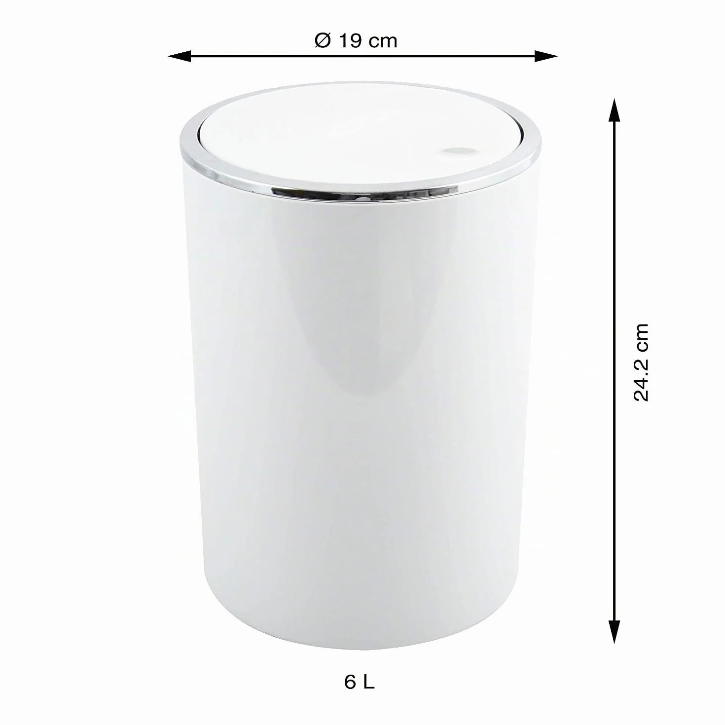 Pattumiera a pedale Kamaka 6L bianco Ø18,5 x 26 cm