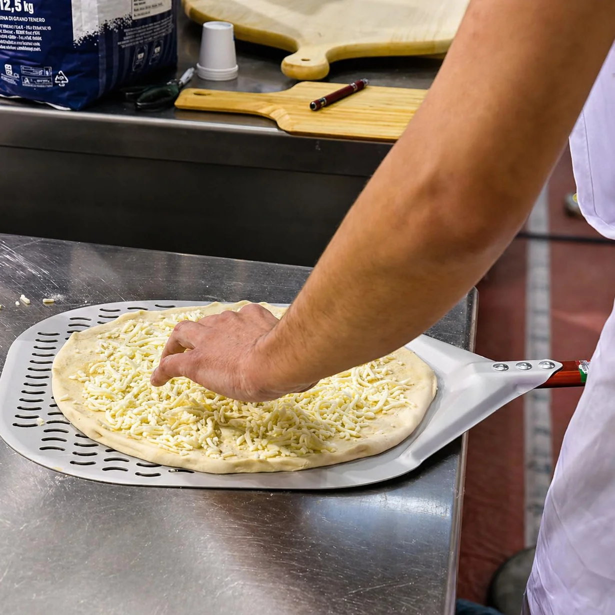 Giemme Professionale Pale per Pizza 4 Pezzi Alluminio Inox 33 cm Palino 22 cm Manico 150 cm