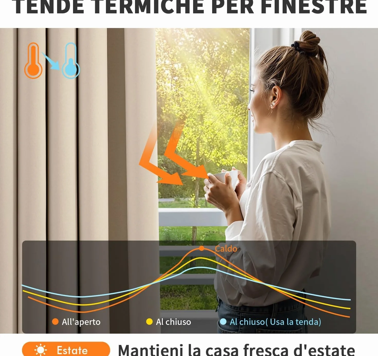 MIULEE Tende Oscuranti per Interni 2 Pezzi 140x260 CM, Beige Scuro, Tende Termiche Isolanti con Anelli