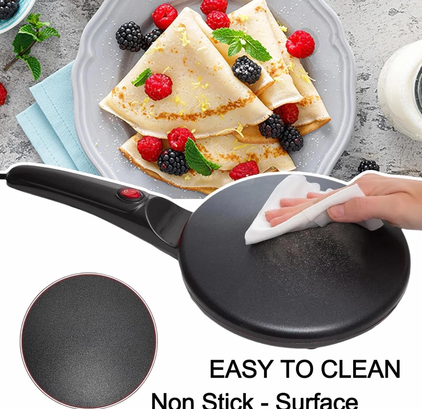 Instant 8" Electric Crepe Maker Nonstick Auto Temperature Control for Roti Tortillas Blintz Breakfast