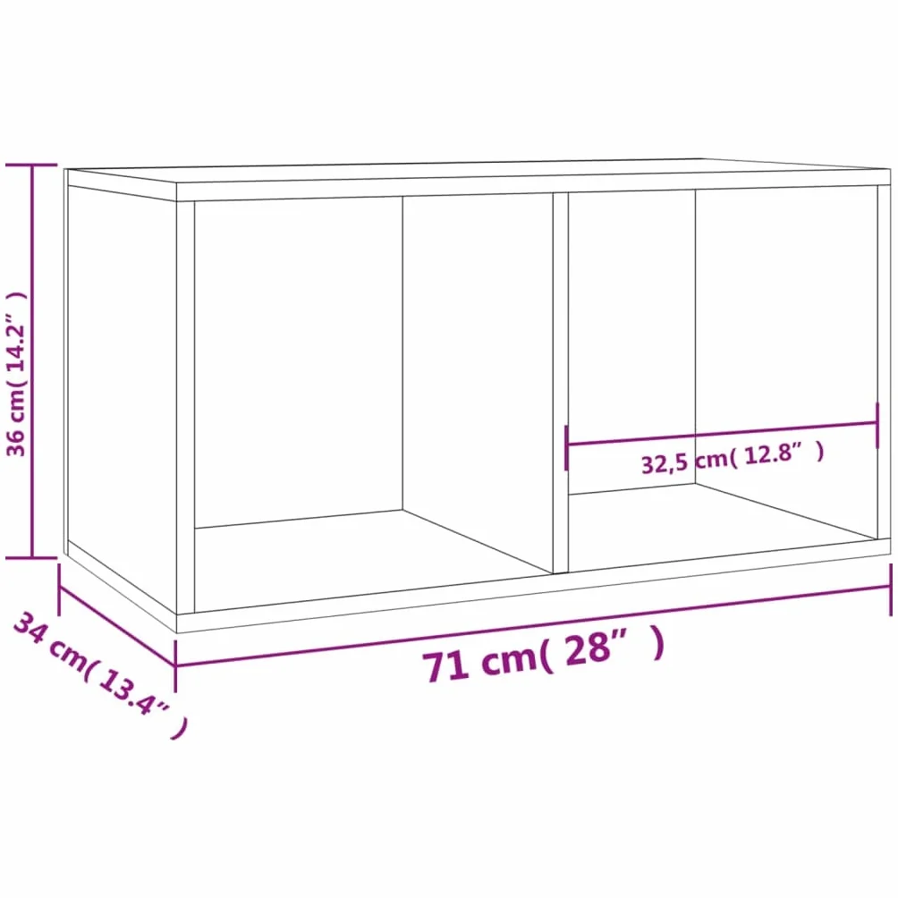 Armadi e stoccaggio,Armadi e rack di archiviazione multimediale,Scatola di immagazzinaggio in vinile Rovere Sonoma 71x34x36 cm Legno ingegnerizzato