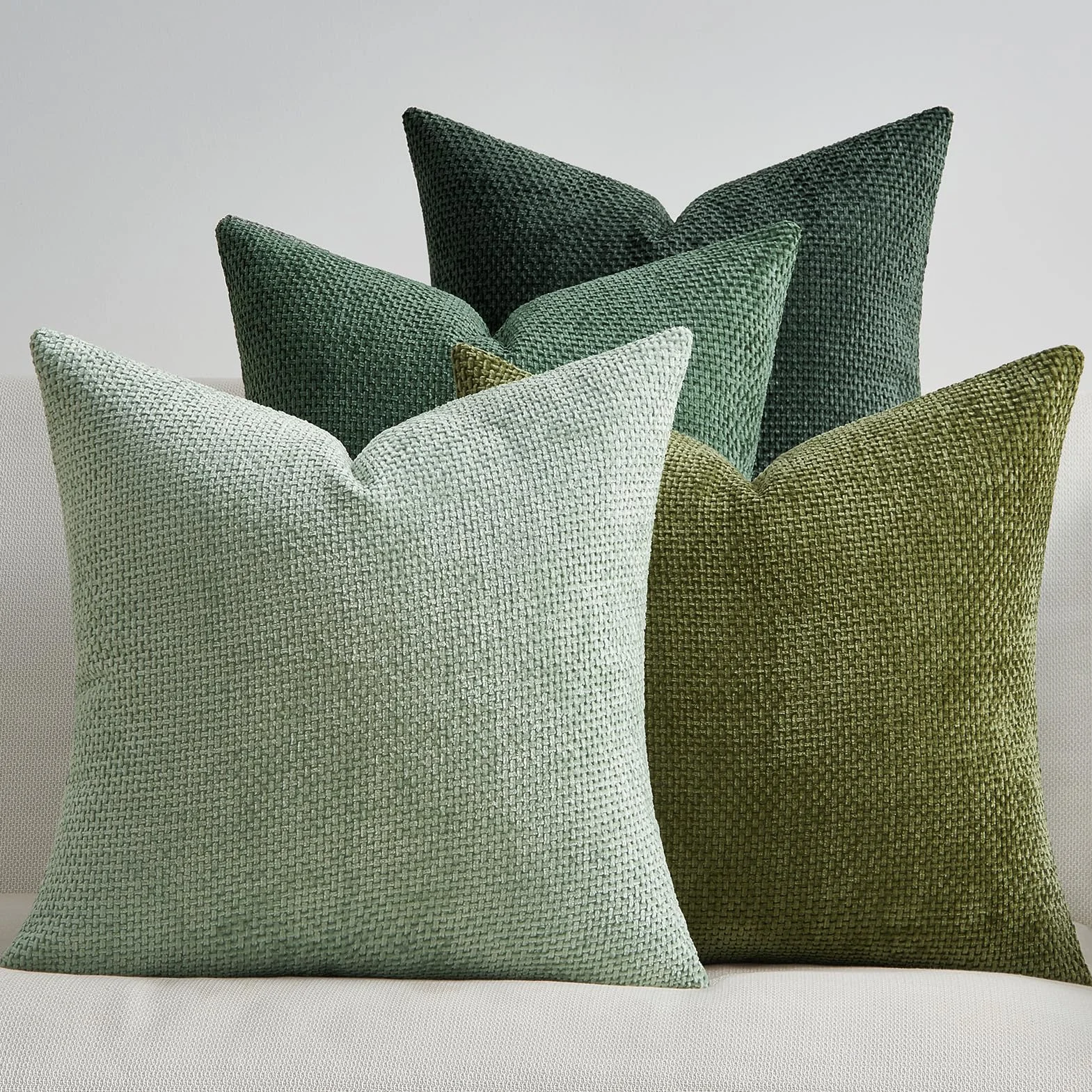 Topfinel Set di 4 Federe Cuscini in Ciniglia 40x40cm per Divano Decorative Federe Copricuscini per Soggiorno Camera da Letto con Cerniera Invisibile Fodere Cuscino Verde