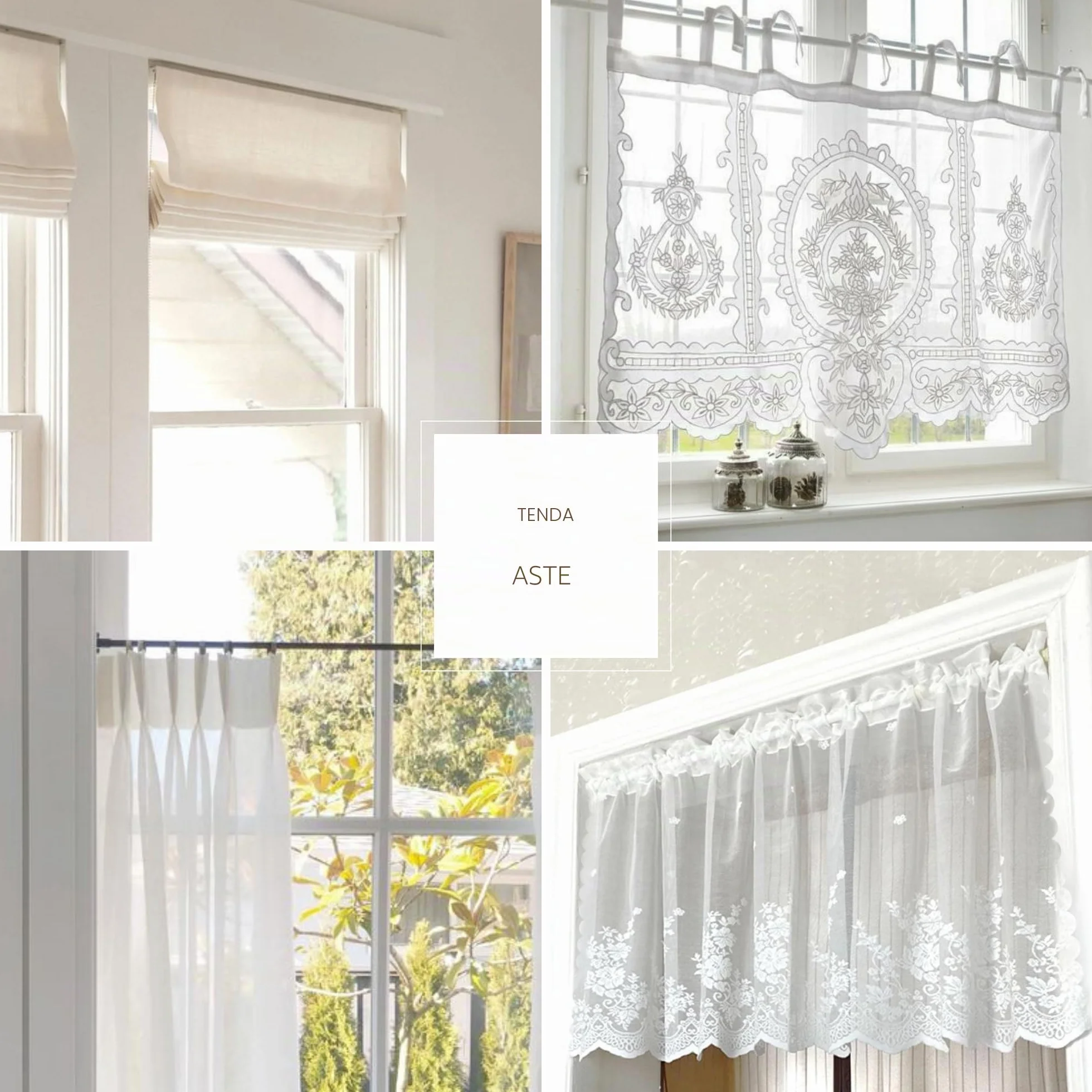 Aste per Tende Senza Forare Bistrot Con Morsetto Ventose Viti 30-45 cm Bianco Confezione da 2
