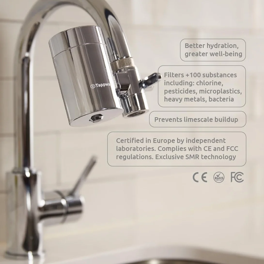 Tappwater EcoPro SMR - Filtro acqua rubinetto a 6 stadi e Swedish Mineral Rock. Filtra + 100 sostanze e aggiunge minerali essenziali per un'acqua pura e sana. Tecnologia esclusiva. Pack annuale