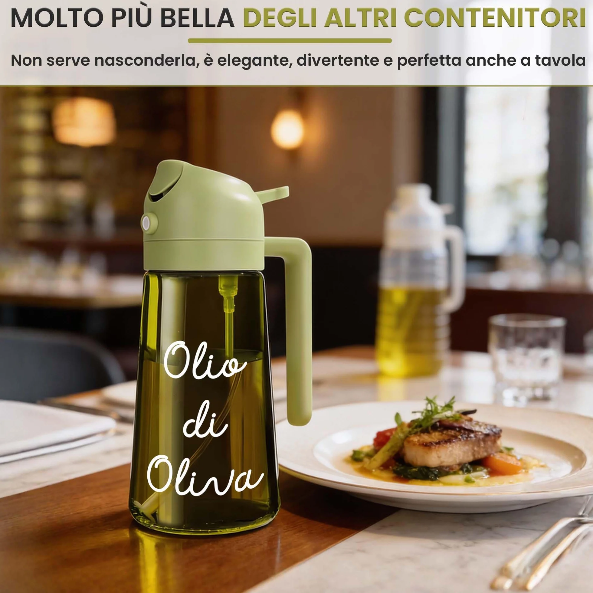 WELCOMAT Spruzzino Olio 470 ml 2 in 1 Nebulizzatore Vetro per Friggitrice ad Aria Insalata BBQ