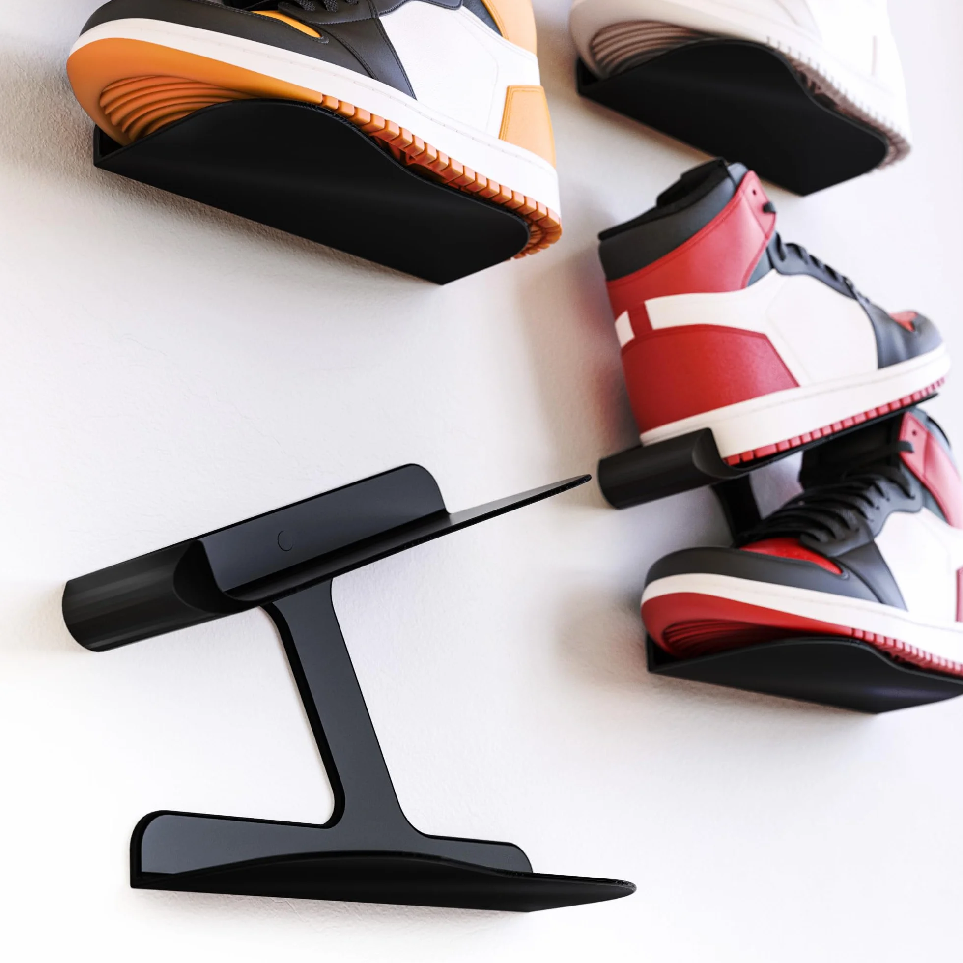 Mobilefox Scarpiera da parete per scarpe da ginnastica, montaggio a parete, nero, confezione da 2