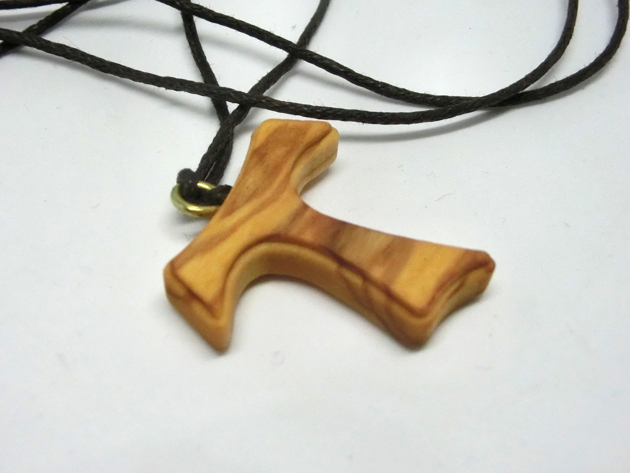 GTBITALY 10.442.90 LAC collana croce tau 2,5 cm san francesco assisi legno di ulivo pace comunione 3 nodi