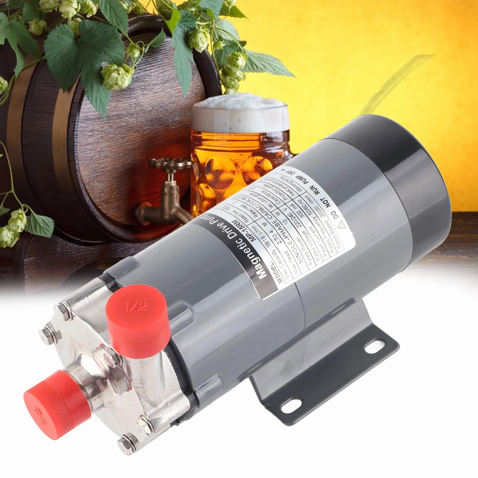 MAGT Birra Pompa Brewing Pompa Magnetica, DC 12V 18W 16-19 L/min in Acciaio Inossidabile per Homebrew (EU 220V)