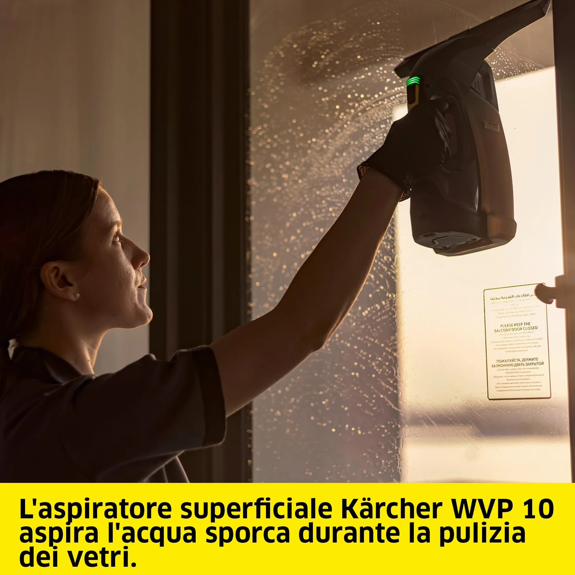 KÄRCHER Lavavetri Asporagocce a batteria WVP 10 per la pulizia senza sbavature di finestre, piastrelle e altre superfici lisce, grigio