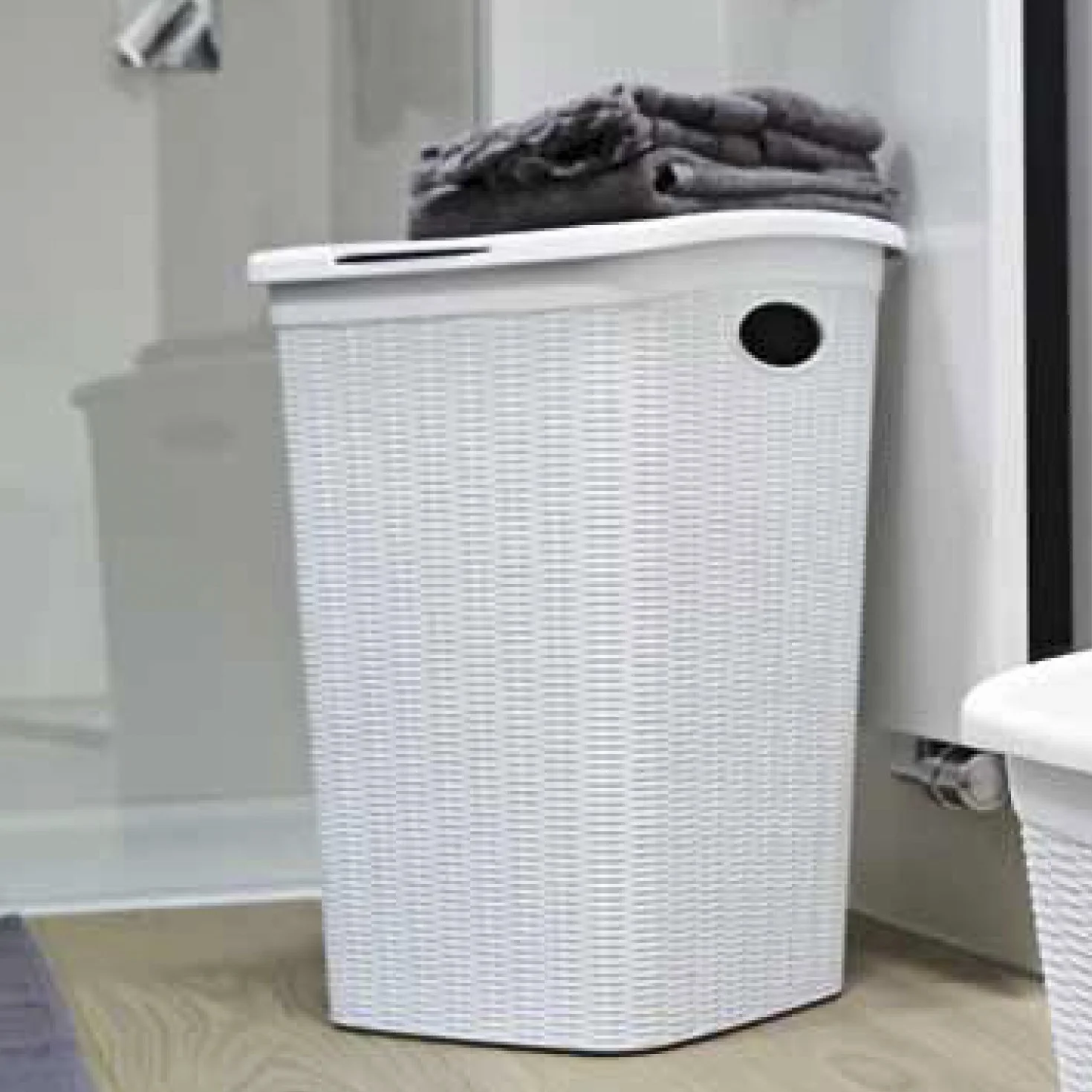 Stefanplast Elegance Portabiancheria, Bianco, 37x38x54.5h cm