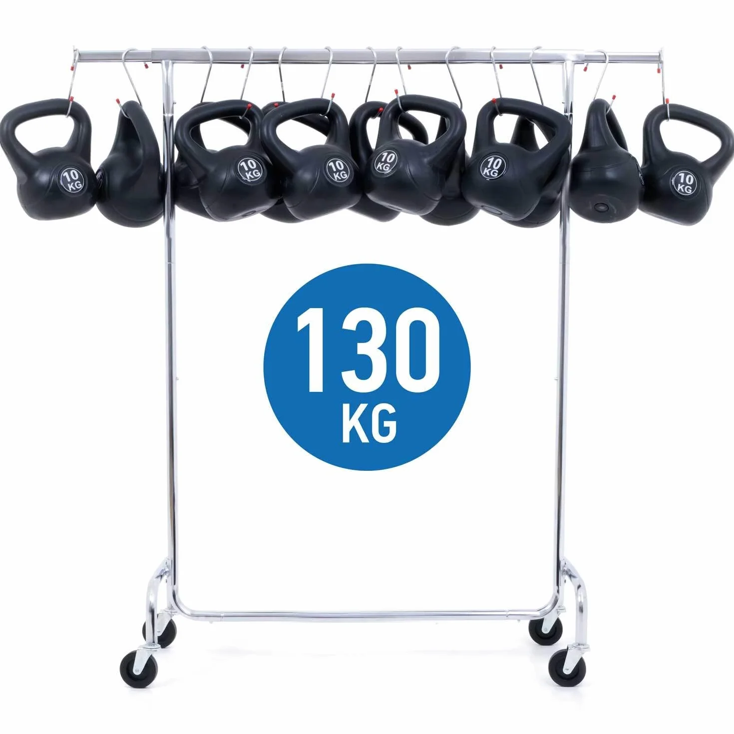 Tatkraft Didrik - Robusto Stand Appendiabiti su Ruote, Portata Fino a 130 kg, Realizzato in Acciaio Cromato