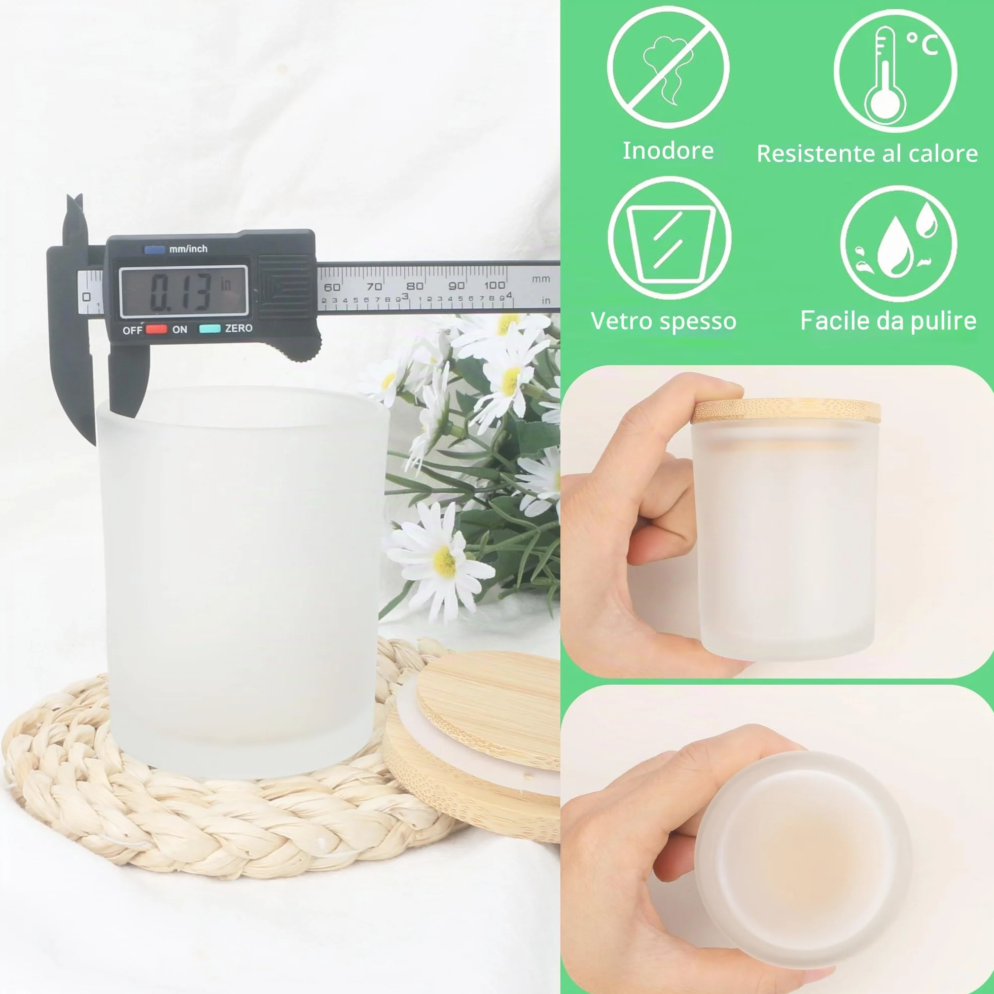 MILIVIXAY 20 barattoli vetro smerigliato 200 ml per candele spezie