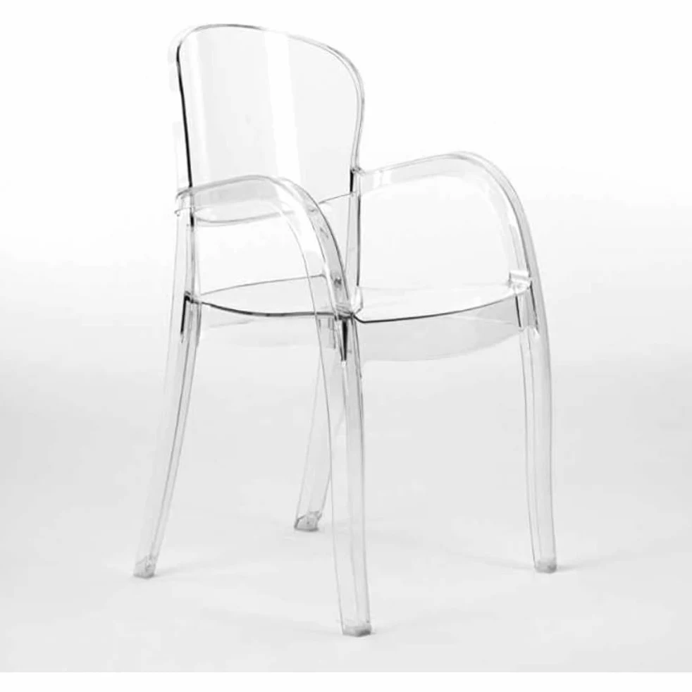 Grandsoleil Upon Joker - Sedia impilabile in policarbonato trasparente, 54 x 55 x 89 cm, colore: Trasparente