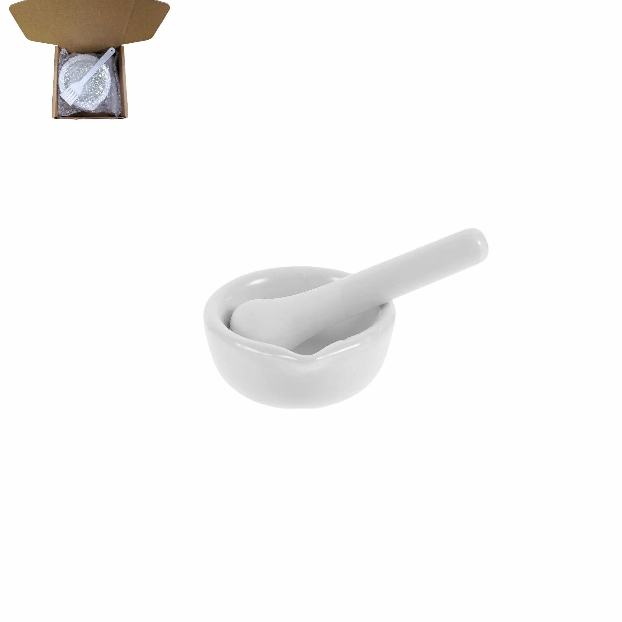 Set di mortaio e pestello, piccolo set di mortaio e pestello in porcellana, ciotola in ceramica per medicinali, mortaio per pesto, adatto per casa e laboratorio ((60mm))