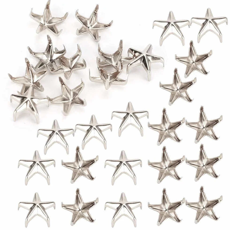 Rivetti Metallici Autoadesivi 200 Pezzi Borchie a Stella Claw Argento per Artigianato DIY