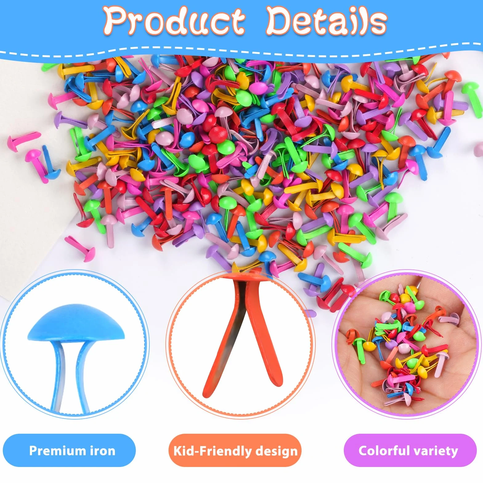 400 Pezzi Fermacampioni, Fermacampioni Piccoli in 8 Colori, Ferma Campione in Metallo, Fermacampioni Colorati per Scrapbooking, Artigianato e Paper Crafting