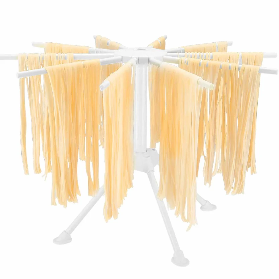 Stendi Pasta Fresca Legno Stendipasta Pieghevole con essiccatore per Noodle Domestico da 10 Bars, Luce Facile da Installare e Memorizzare (Bianca)