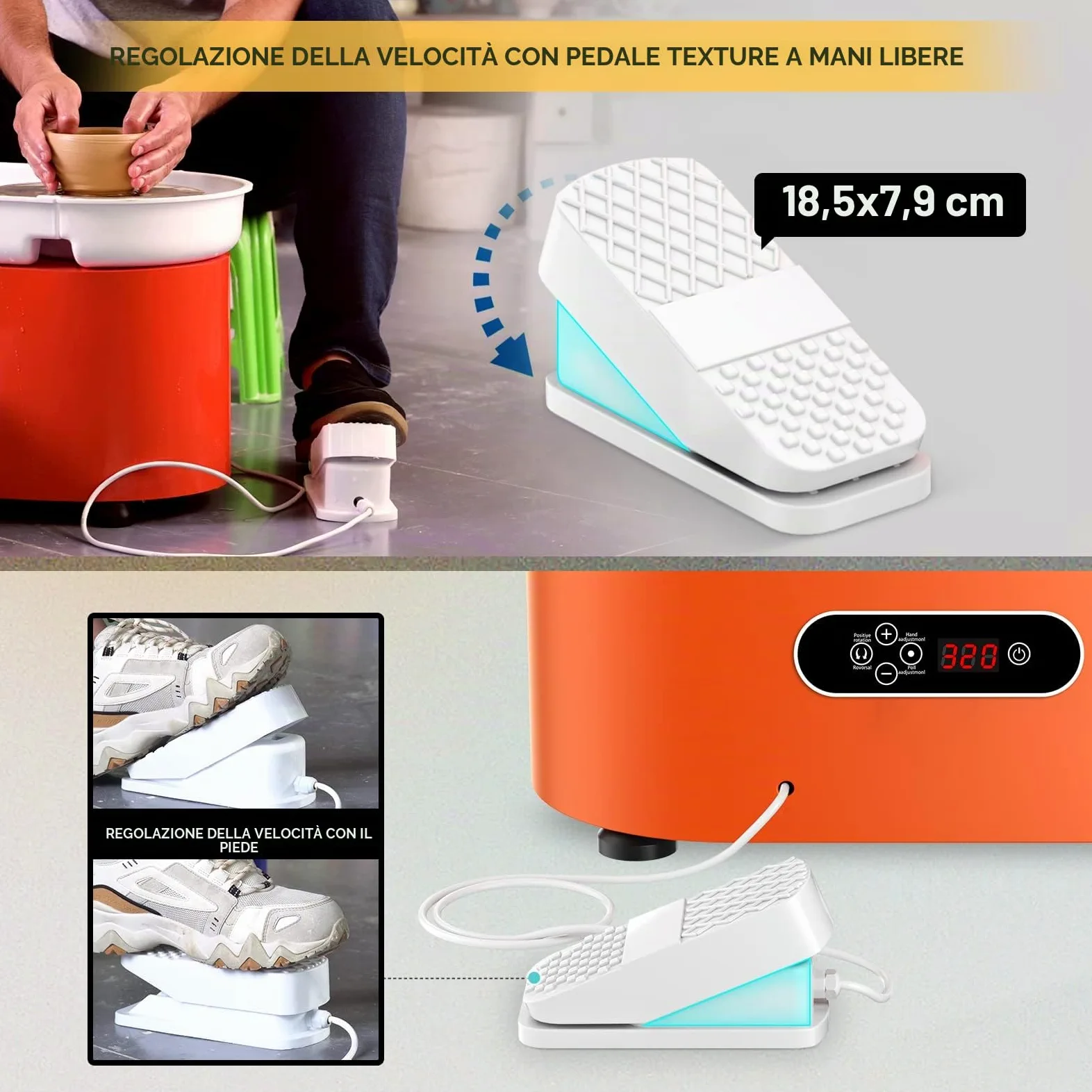 Macchina per Ceramica elettrica con Display LCD 25CM 350W Lavori Artigianali in Ceramica Doppio Controllo