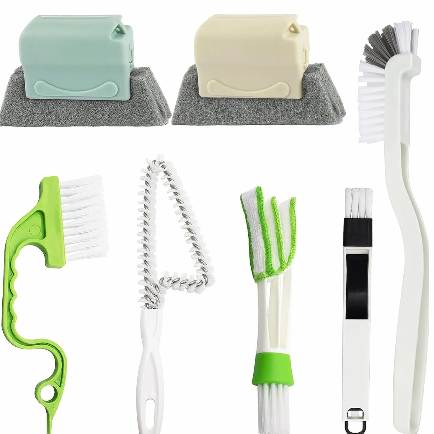 Set di 7 Spazzole per Pulizia Domestica per Finestre, Tende Veneziane, Porte Scorrevoli, Tastiera, Condizionatore d'Aria, Griglie di Ventilazione