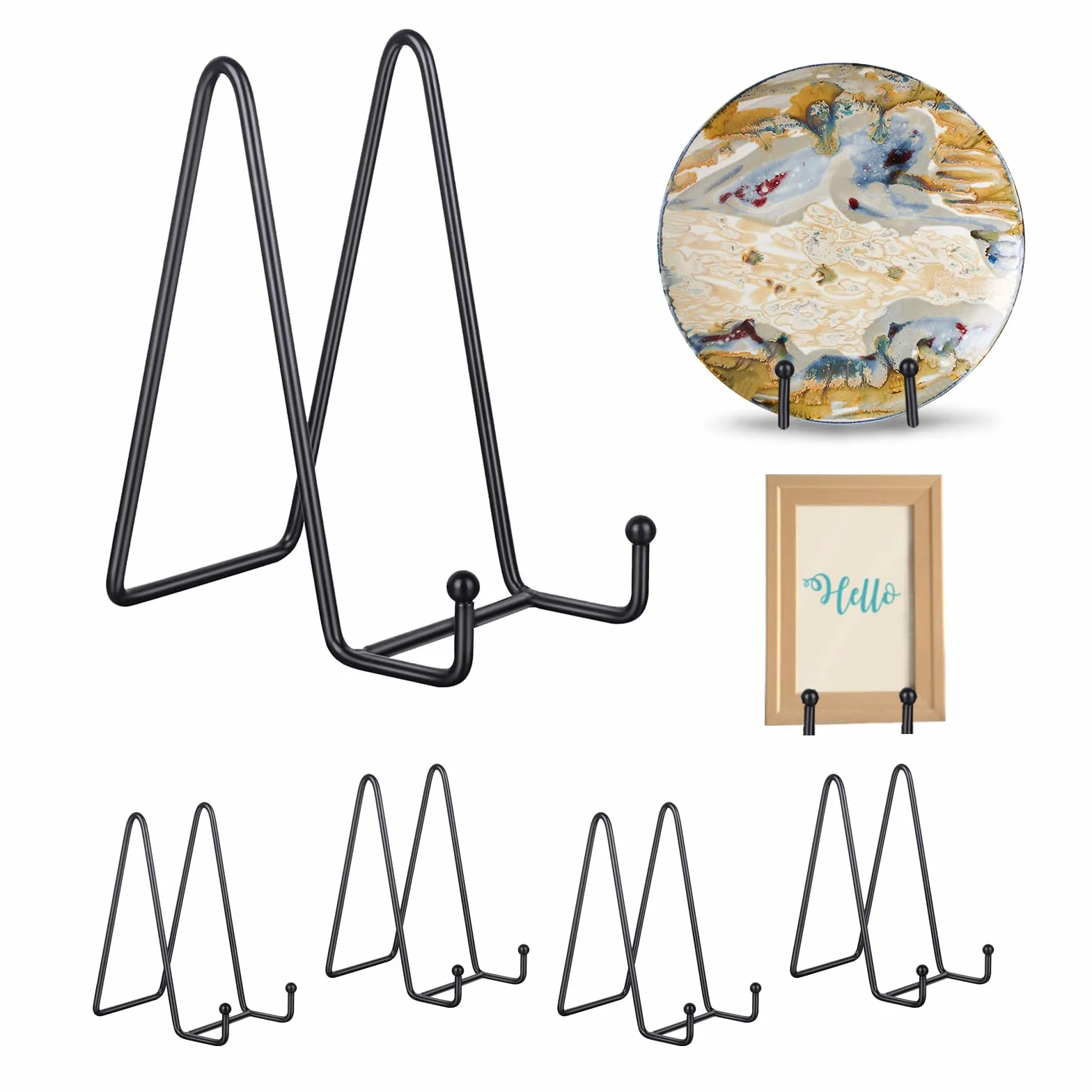 5 Pezzi Supporto Cavalletto Espositore Porta Piatti in Ferro per Decorazioni - Ideale per Libri, Foto, CD e Oggetti da Collezione (6 Pollici)