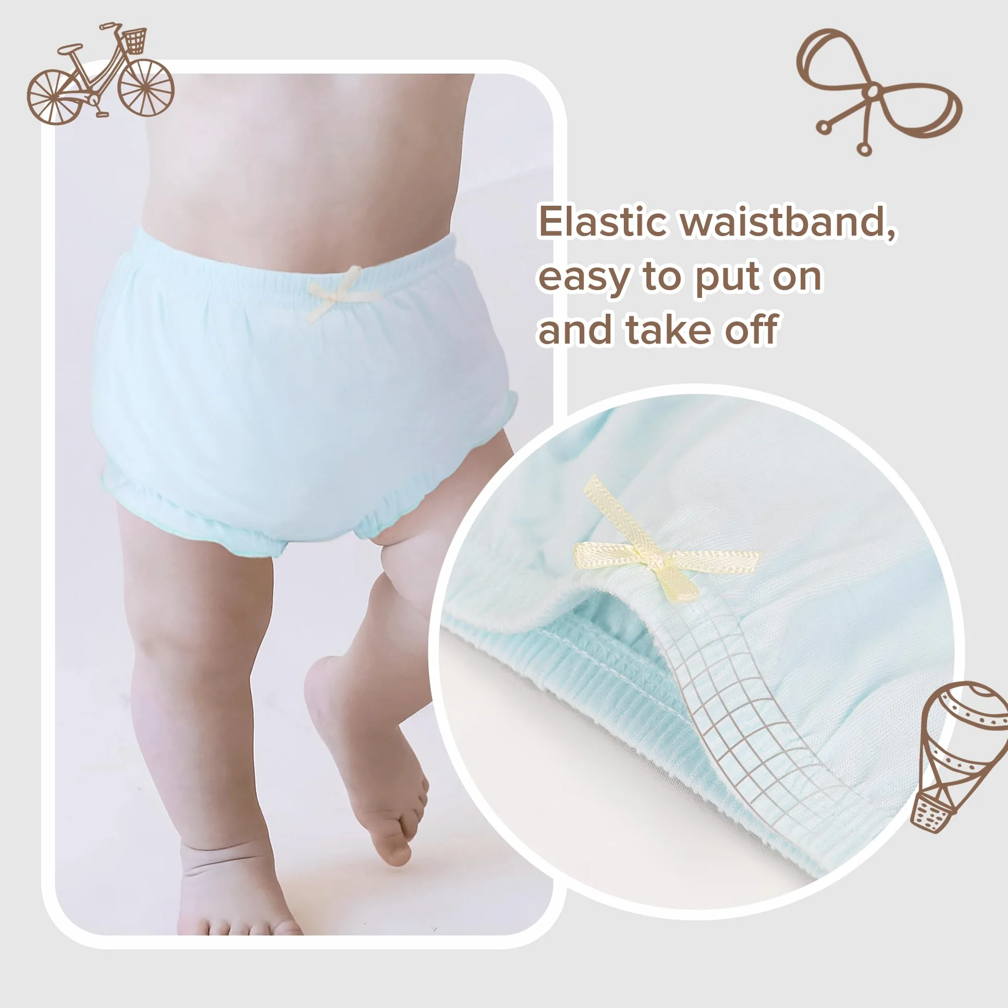Bloomer Pantaloncini Neonato Cotone Copertura Pannolini