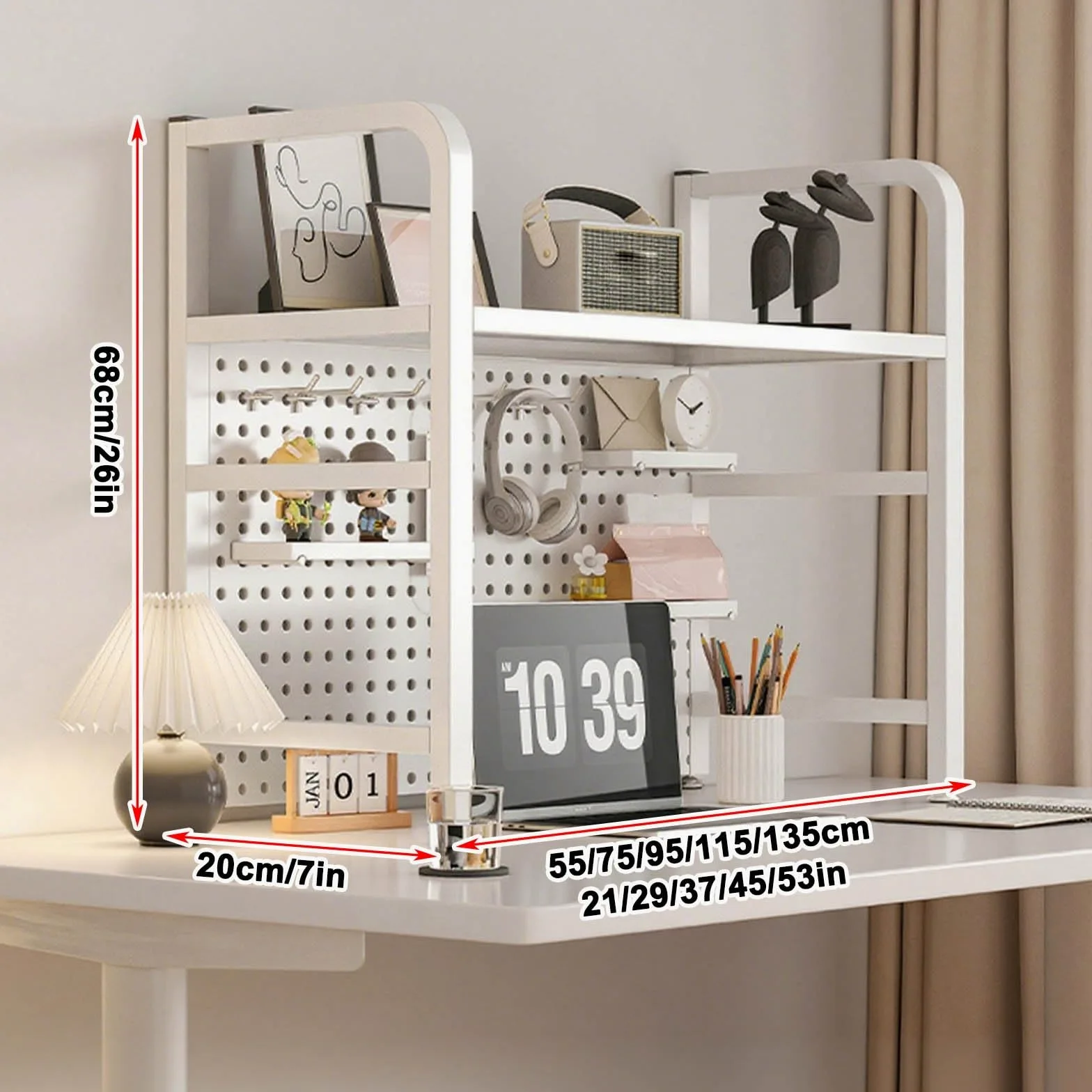 Libreria Da Scrivania Per Computer, Scaffale Da Scrivania Multifunzionale A 2 Strati, Scaffale Portaoggetti Da Scrivania, Adatto Per Casa, Ufficio, Dormitorio(A single layer white,95cm/37in)