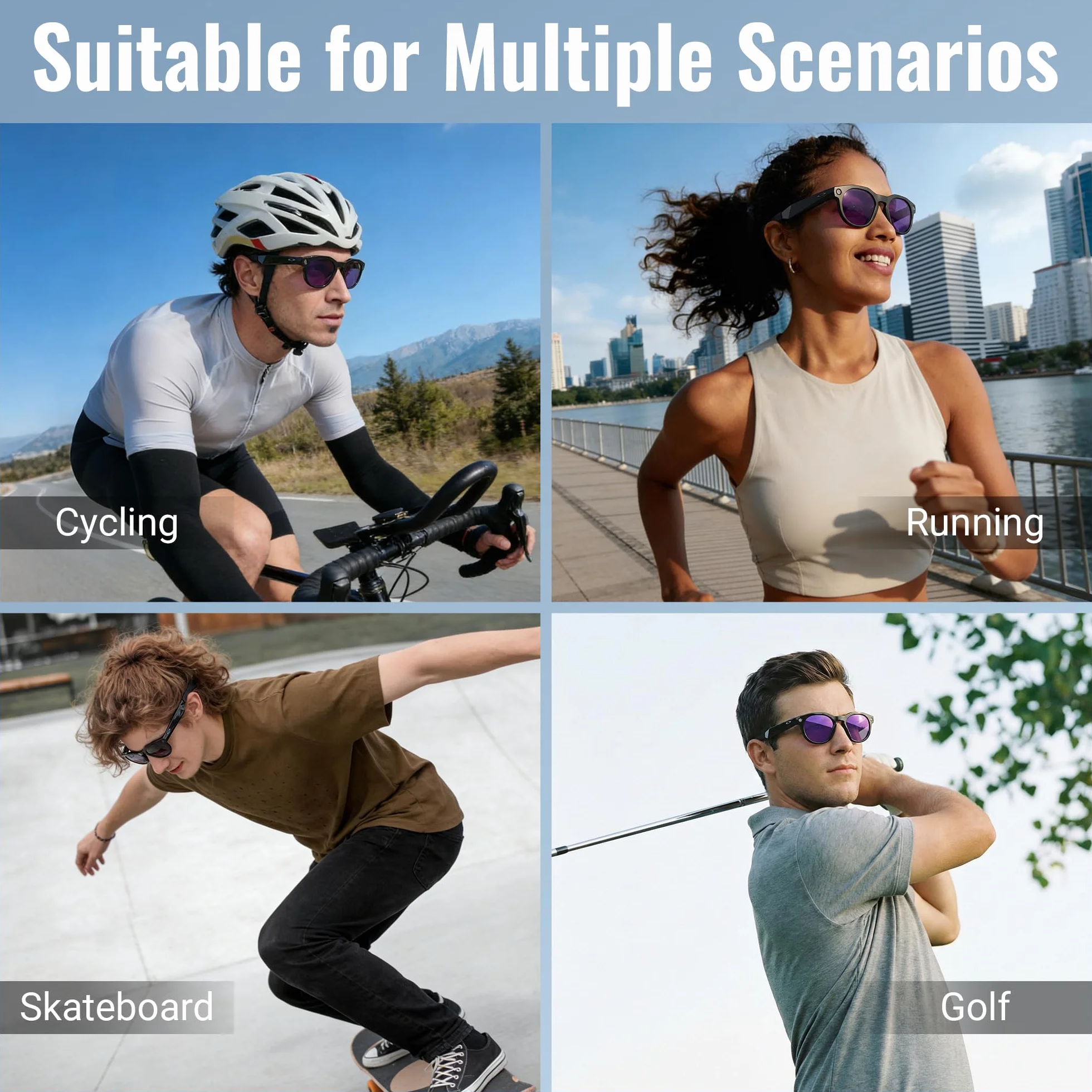 HiBloks Grip per Occhiali Intelligenti Oakley Meta HSTN Smart, Antiscivolo in Silicone per Occhiali da Sole (Nero)