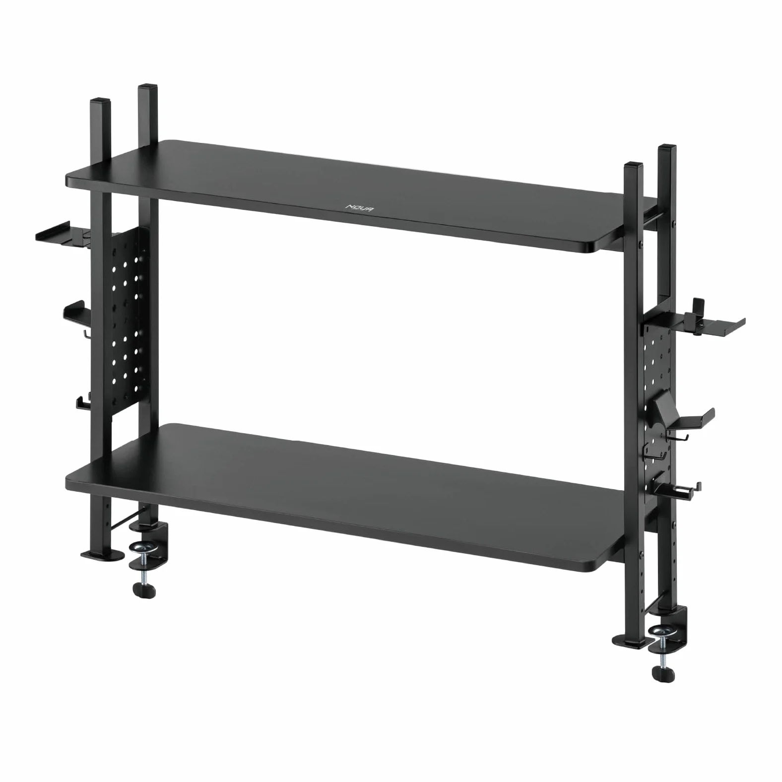 Noua Lash Scaffale con 2 Mensole da Scrivania con Morsetto, Organizer per Scrivania Gaming Regolabile, Scaffale Libreria Multiuso per Ufficio e Casa