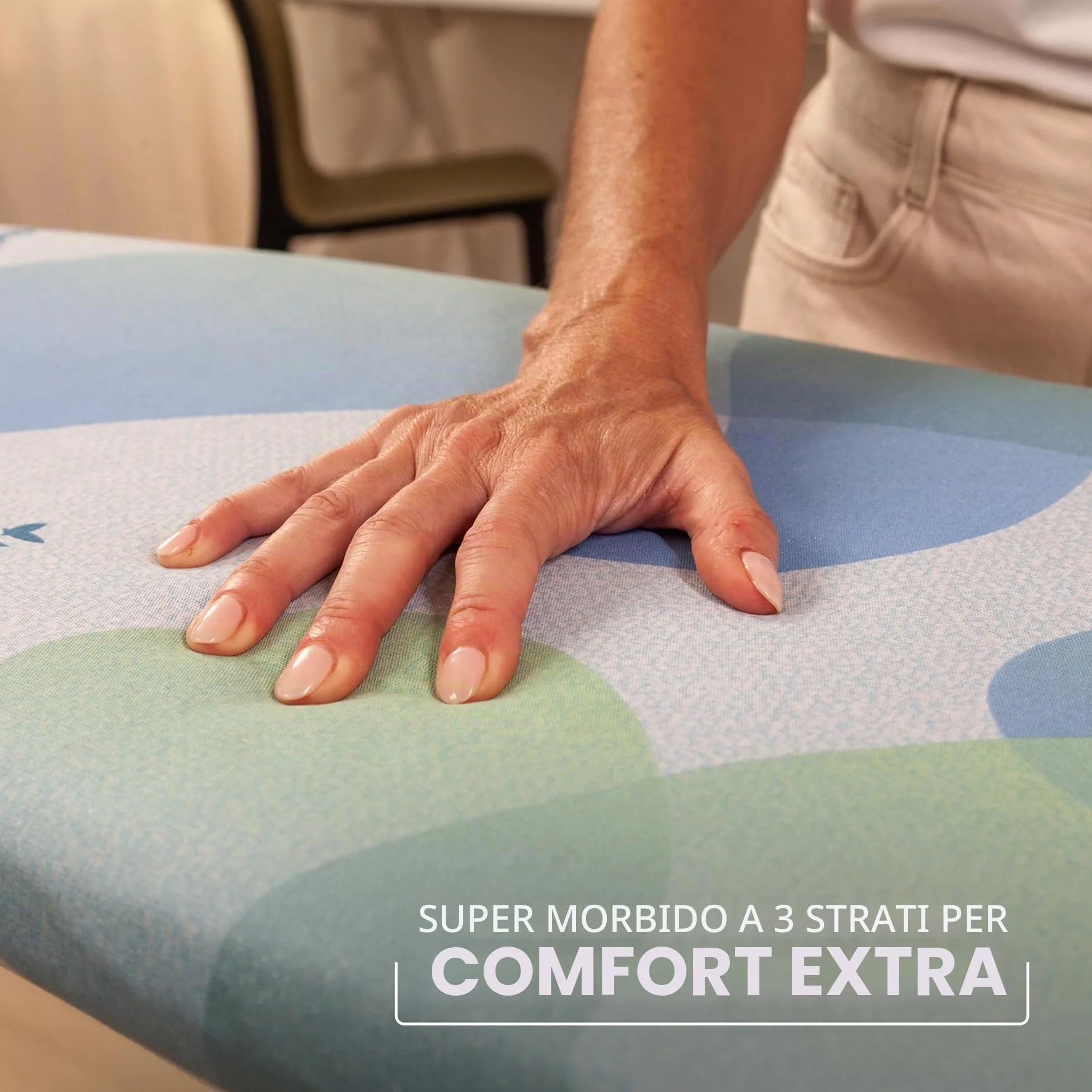 Vileda Premium 2in1 Copriasse da stiro Universale, Triplo Strato, Speciale rivestimento interno termoriflettente, Con Fermacorda, Azzurro, 139 X 50 X 0.38 Cm
