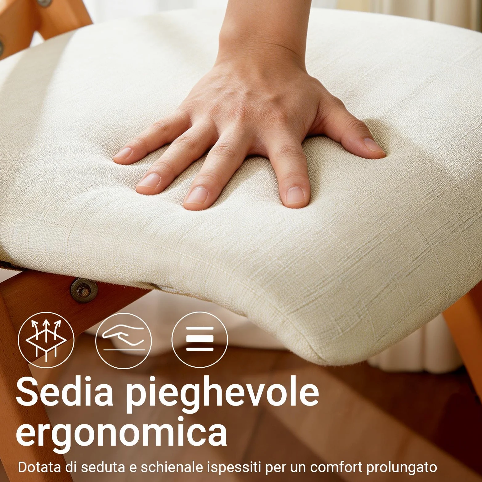 SoBuy Sedia Pieghevole in Legno Set da 2 Poltrona Imbottita da Cucina, Sedie da Interno per Ufficio, Balcone, Giardino – Sedie Pieghevoli Salvaspazio Richiudibili in Faggio, Bianco FST92-Wx2