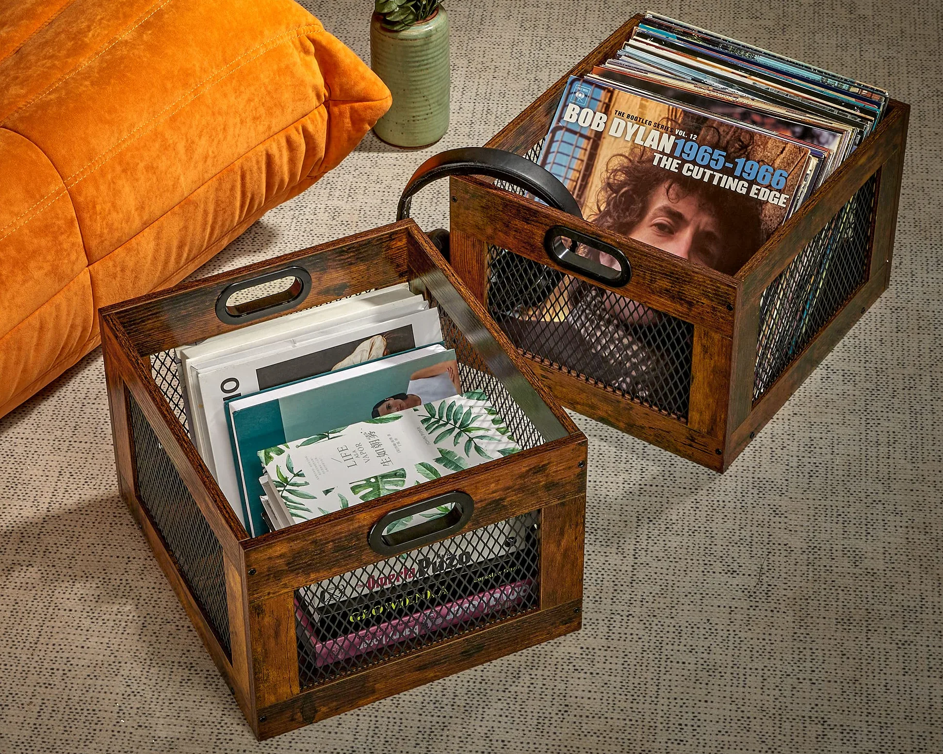 3IngSeagulls 200+ album di archiviazione per dischi in vinile, durevole e affidabile casse per dischi in vinile, scatola portaoggetti per dischi Lp Cube Record Organizer, confezione da 2