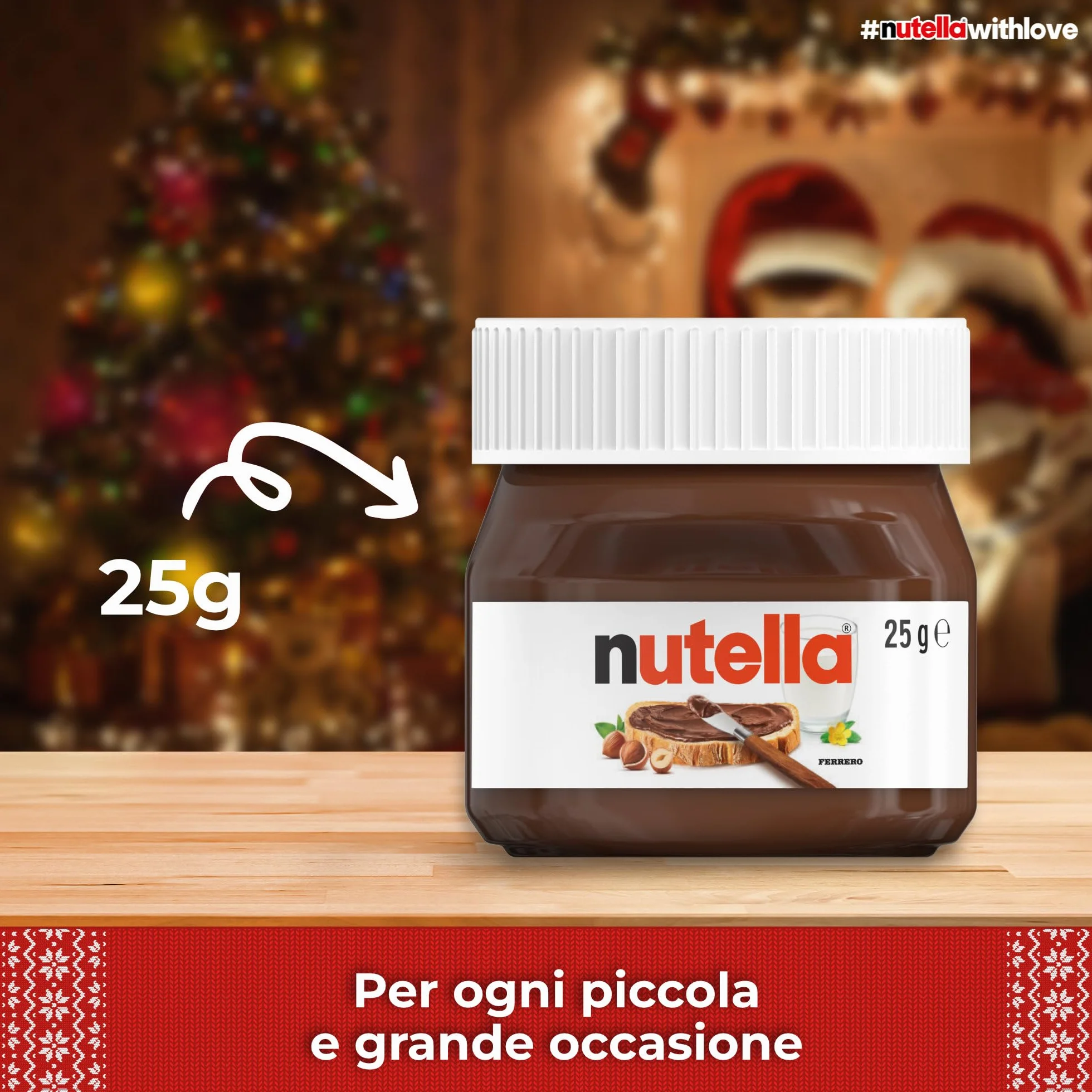 Nutella Crema Spalmabile alle Nocciole e Cacao, 64 Vasetti da 25g, Senza Glutine