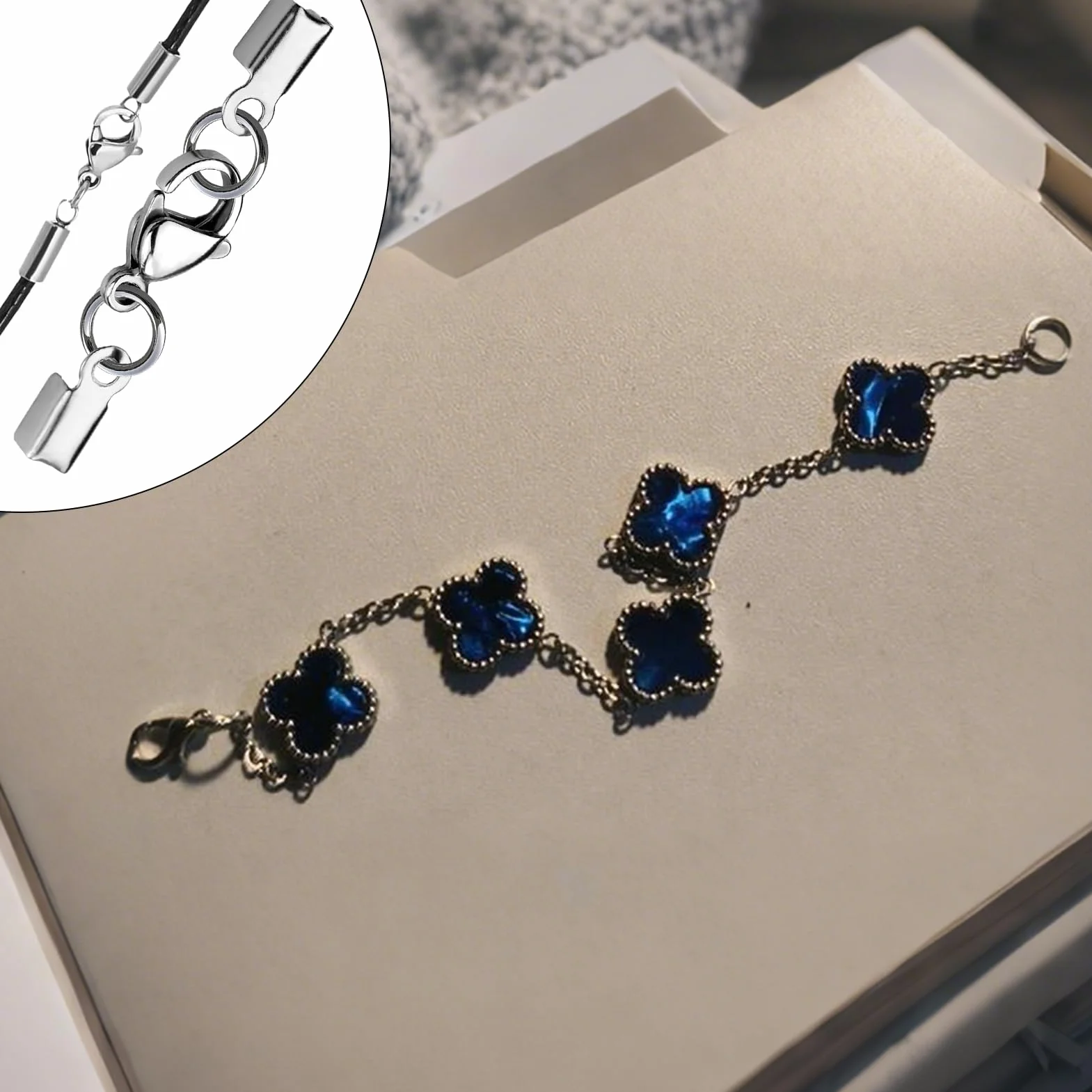 10 chiusure a catena in acciaio inox, accessori per gioielli fai da te, con fibbia a aragosta, adatti per cordini in pelle, collane, bracciali e altri gioielli (argento)