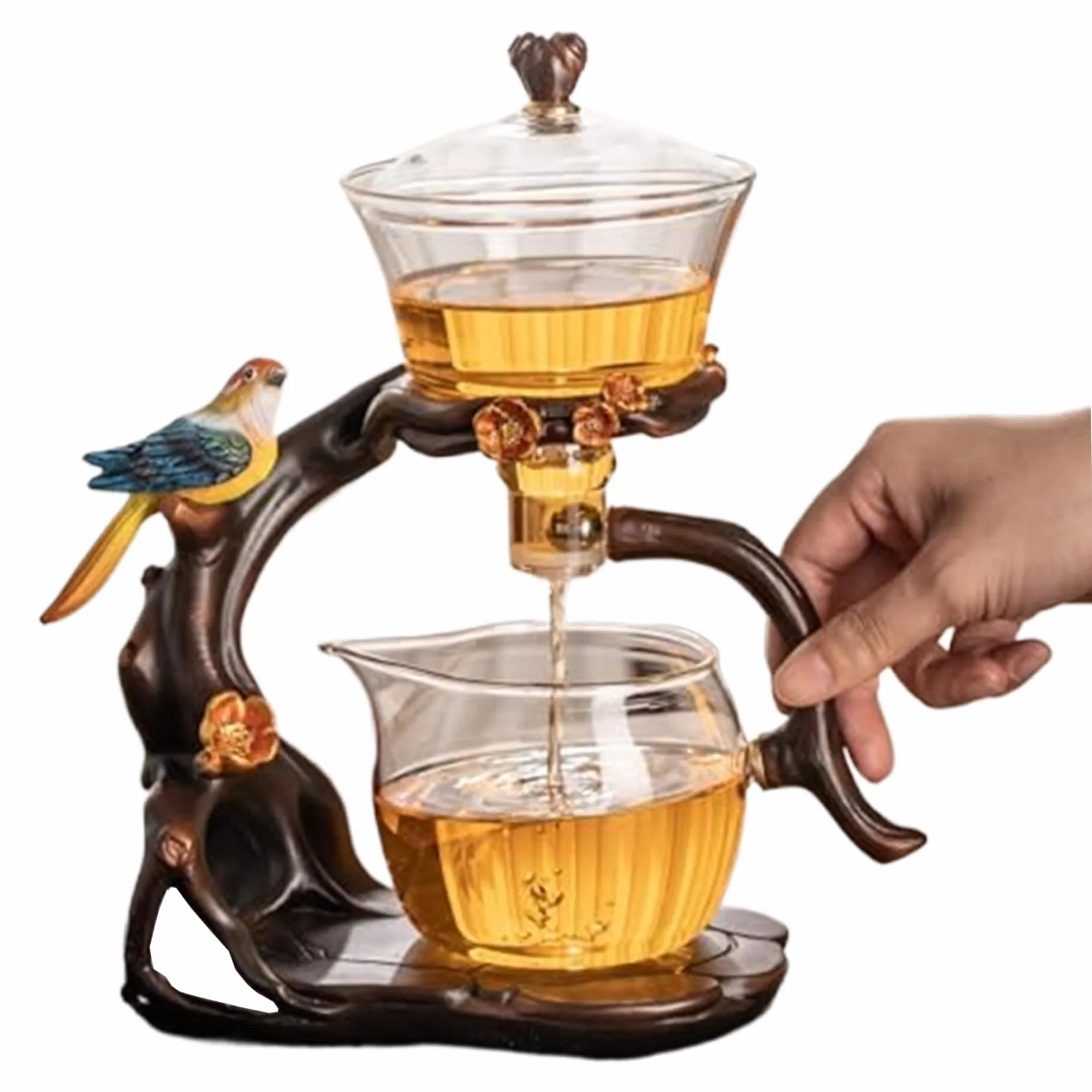 Teiera magnetica in vetro borosilicato alto con infuser 300 ml 460 ml set da tè semi-automatico