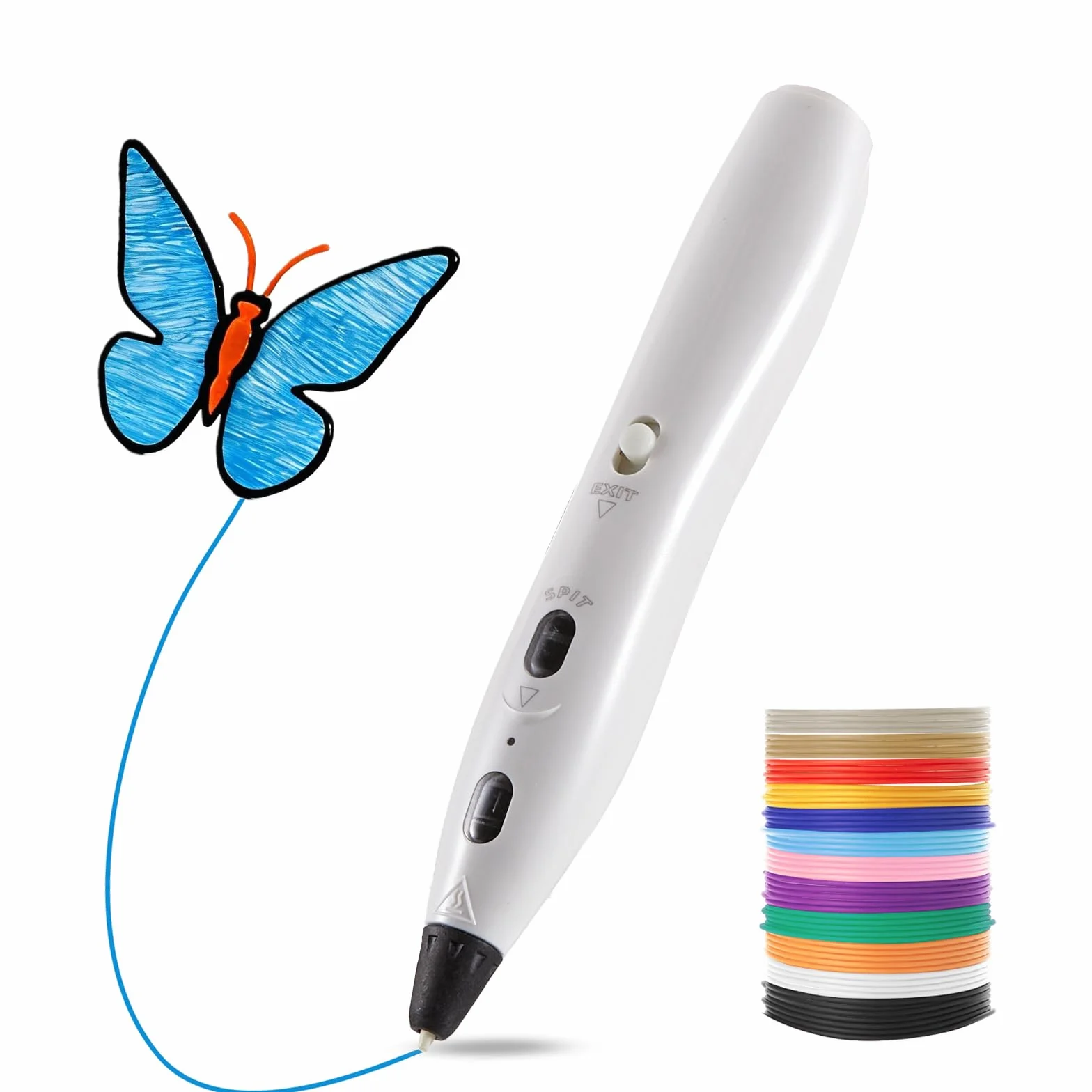 Penne 3D RPC200B 12 colori filamento PLA compatibile artigianato fai da te bianco