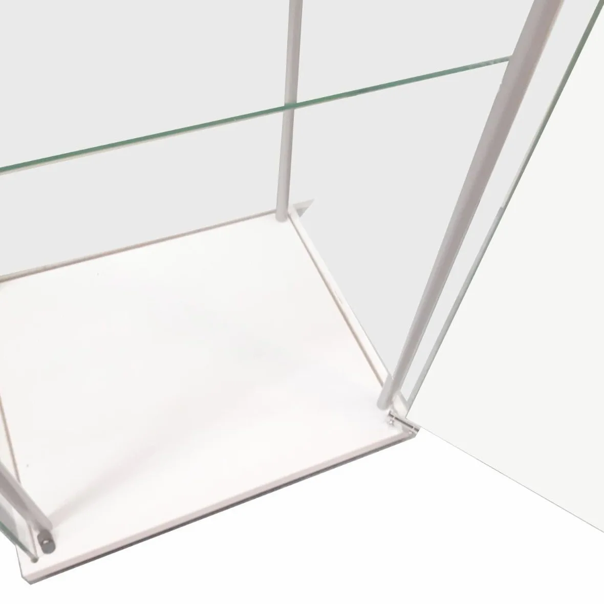 Bissolo Casa Vetrina Espositiva 1 Anta in Vetro Temperato Bianca 42,5x36,5x161 cm, Vetrinetta Soggiorno con 3 Ripiani in Vetro, Mobile Espositore per Collezionismo, Casa e Ufficio
