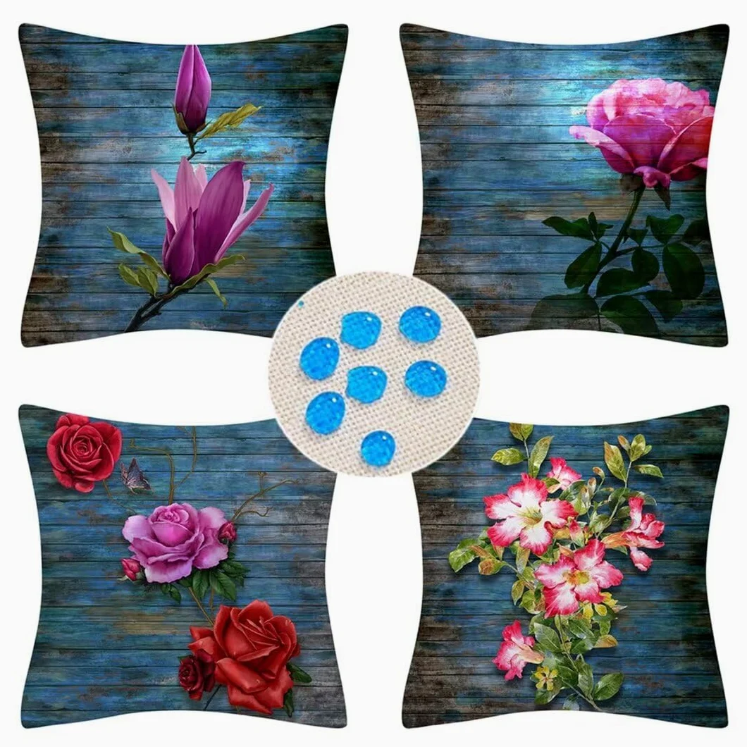 Cuscino per Divano 80x80cm/31x31in 4 Pack Fodere per Cuscini Impermeabili Fiori Fodera per Cuscino Decorativo Copricuscini in Lino per Divano Casa Esterni Interni Fodere Cuscino Esterno ZC-227