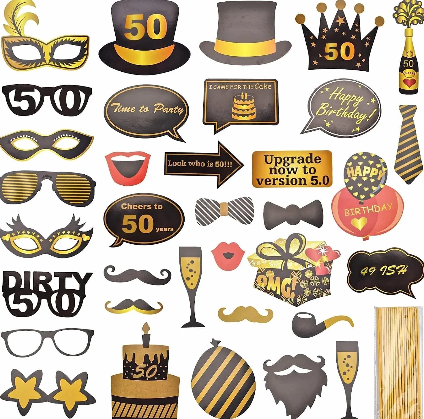 Cornice per foto compleanno 50 Anni, Set oggetti scena, Photo Booth Accessori Fai da Te