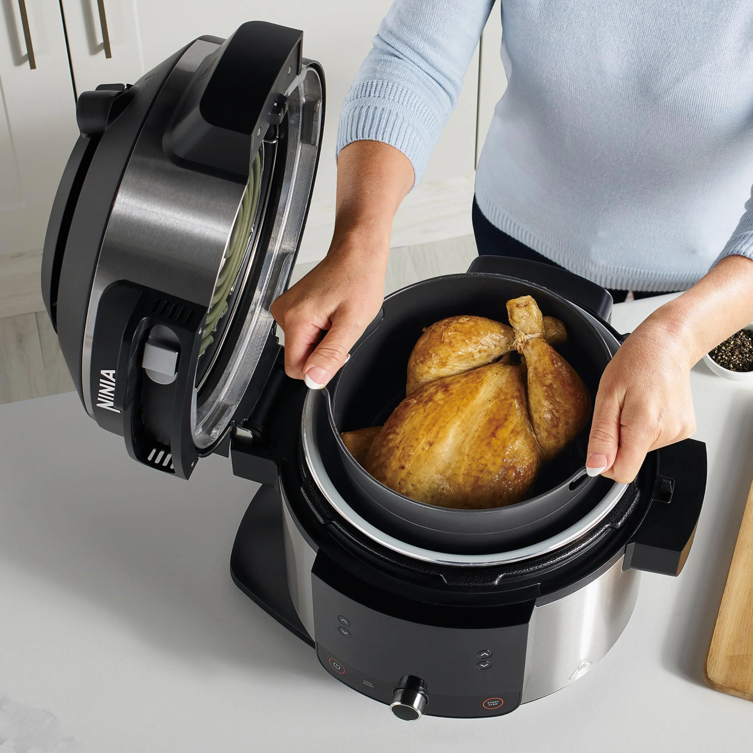 Ninja Foodi Multicooker SmartLid 6L Acciaio Inox 11 Funzioni Pentola a Pressione Friggitrice ad Aria Cottura a Vapore