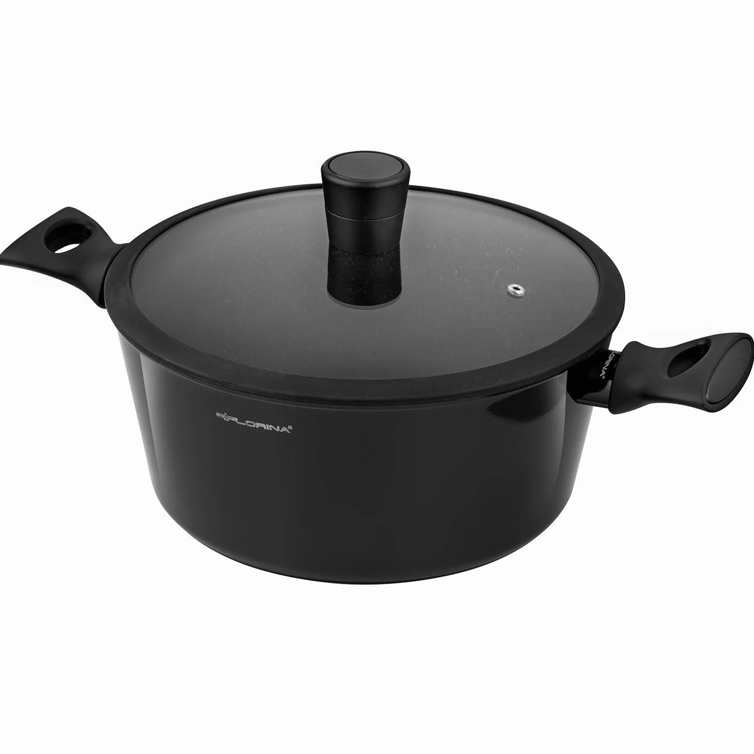 FLORINA Pentola in Alluminio (6,1 l) 28 cm I Pentola con Coperchio in Vetro MAGNUM I Rivestimento Antiaderente I Pentola per Pasta, Zuppa, Carne I Adatta a Tutti i Tipi di Fornelli e Induzione