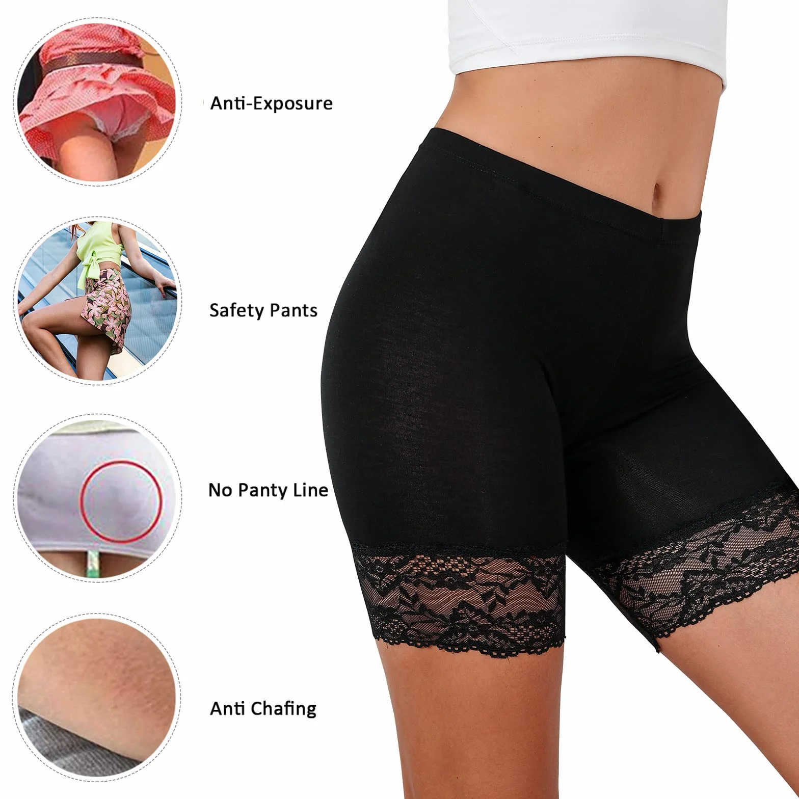 Tuopuda Pantaloncini Sottogonna Donne Estivi Fasce Antisfregamento Cosce Culotte Leggings Corti Sportivi Mutande Shorts Slipshort Elasticizzato Intimo Pantaloncini sotto Vestiti