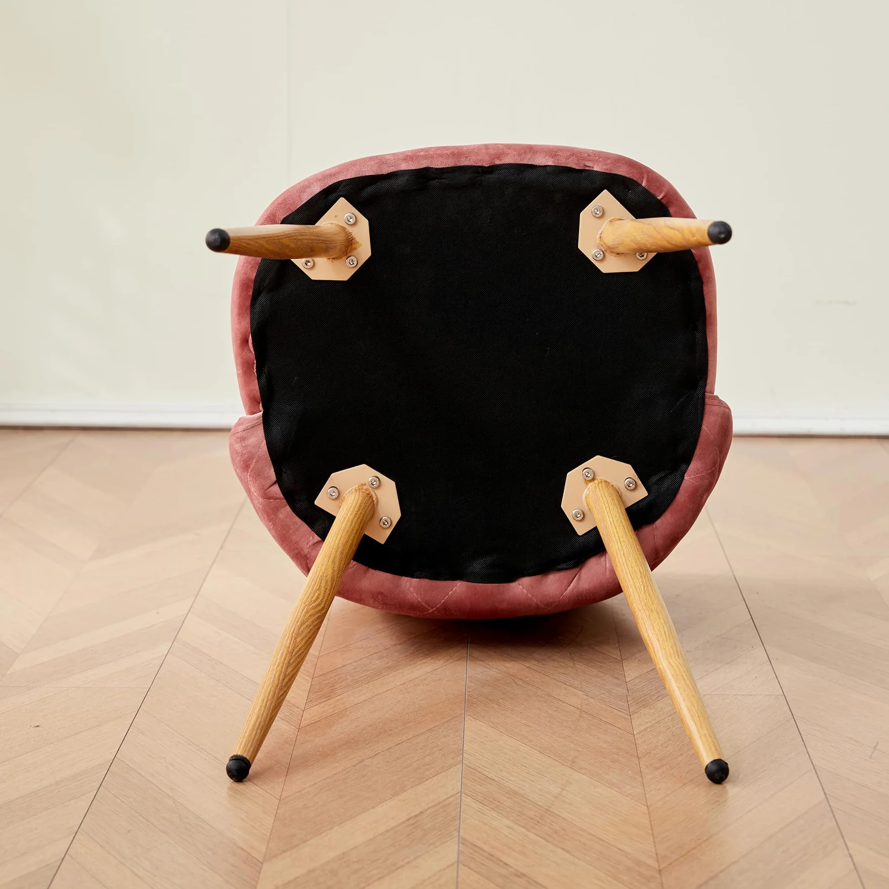 Set di 4 Sedie Imbottite per Sala da Pranzo, con Schienale in Morbido Velluto e Gambe Regolabili in Metallo, Colore: Rosa