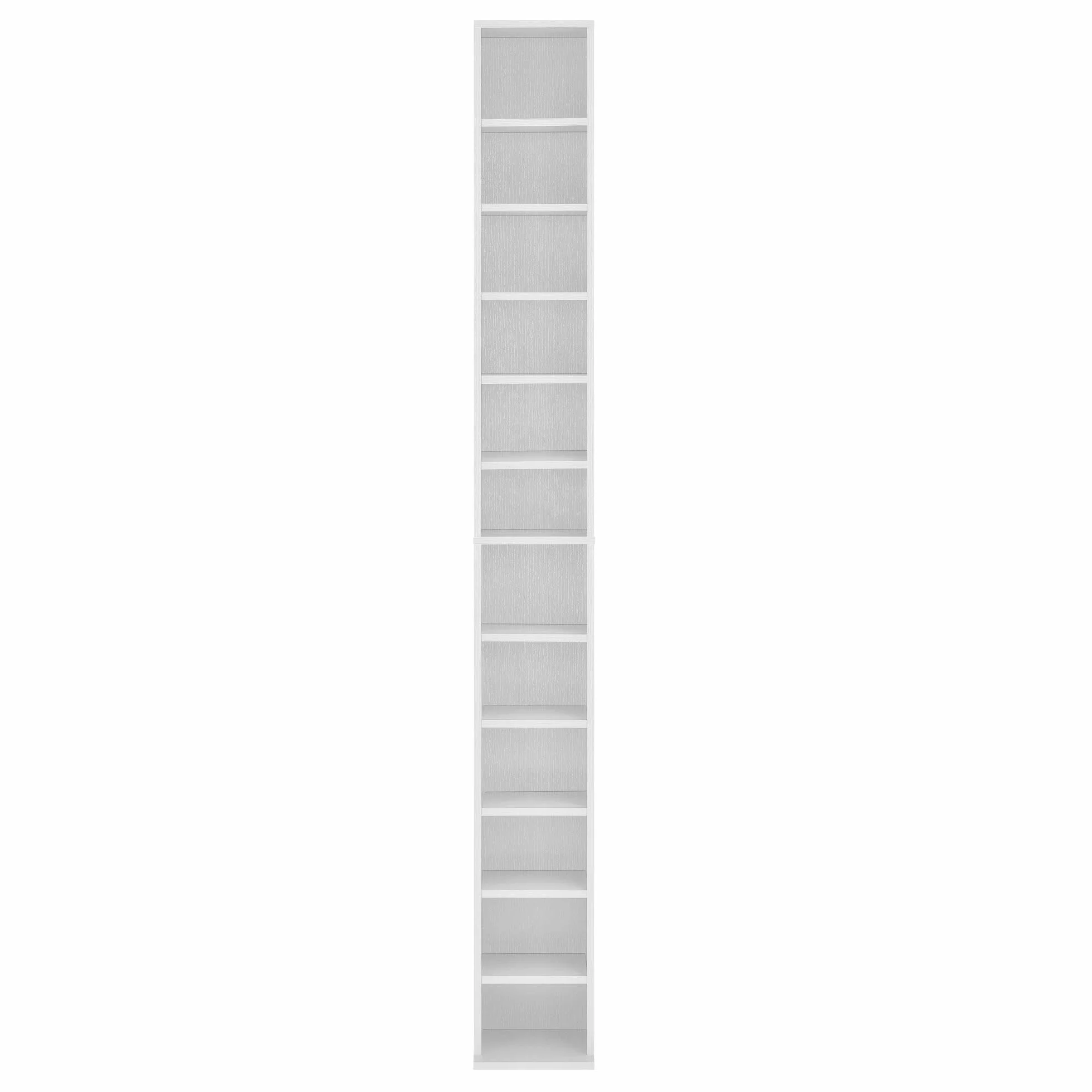 Scaffale a Colonna 12 Scomparti per CD DVD 175x20x20 cm Bianco Ripiani Regolabili