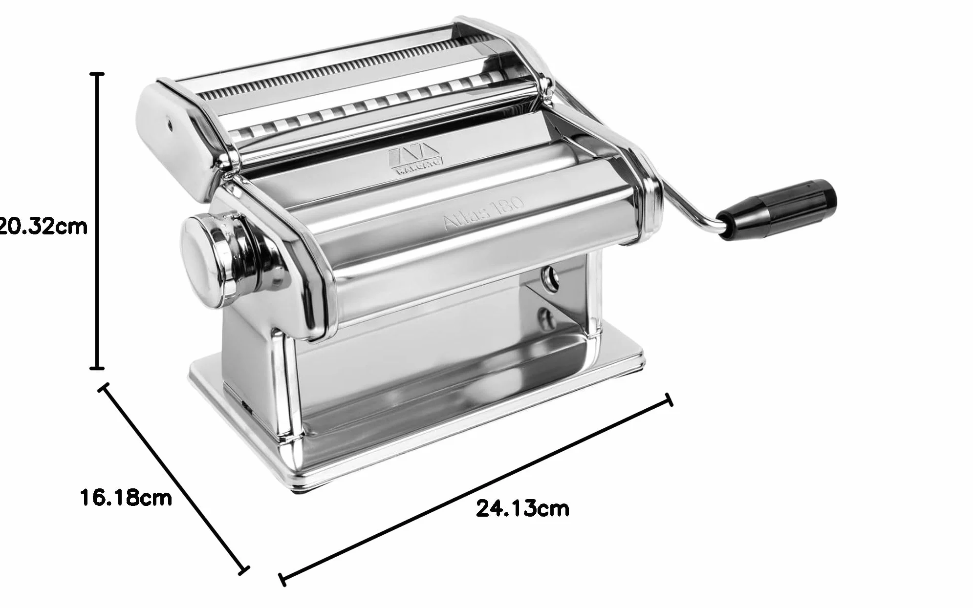 Marcato AT-180-CLS Macchina per Pasta Manuale Atlas 180 Classic, Acciaio Cromato